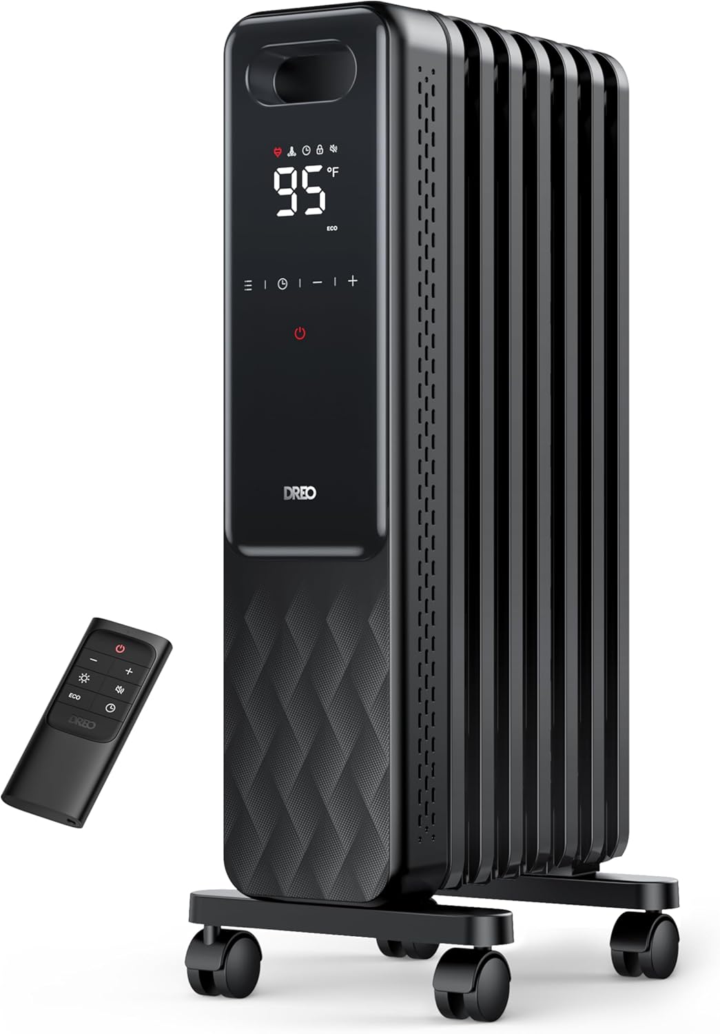 Dreo Oil Filled Radiator, Electric Radiant Heaters for indoor use Large Room with Remote Control, Child Lock, 4 Modes, Overheat & Tip-Over Protection, 24h Timer, Digital Thermostat, Quiet, 1500W wourant