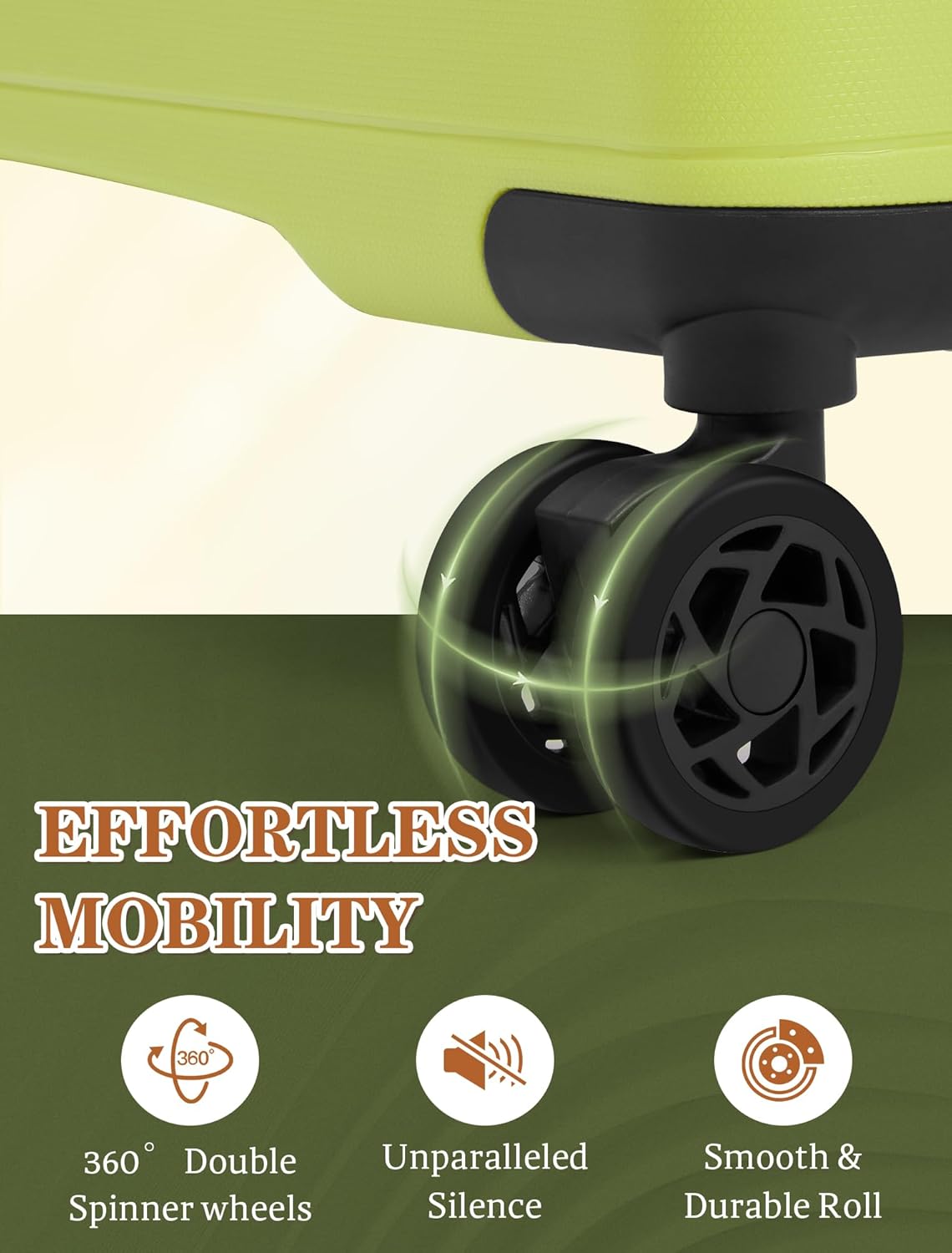 5-piece luggage set with wheels, ABS hardshell suitcase with spinner wheels wourant