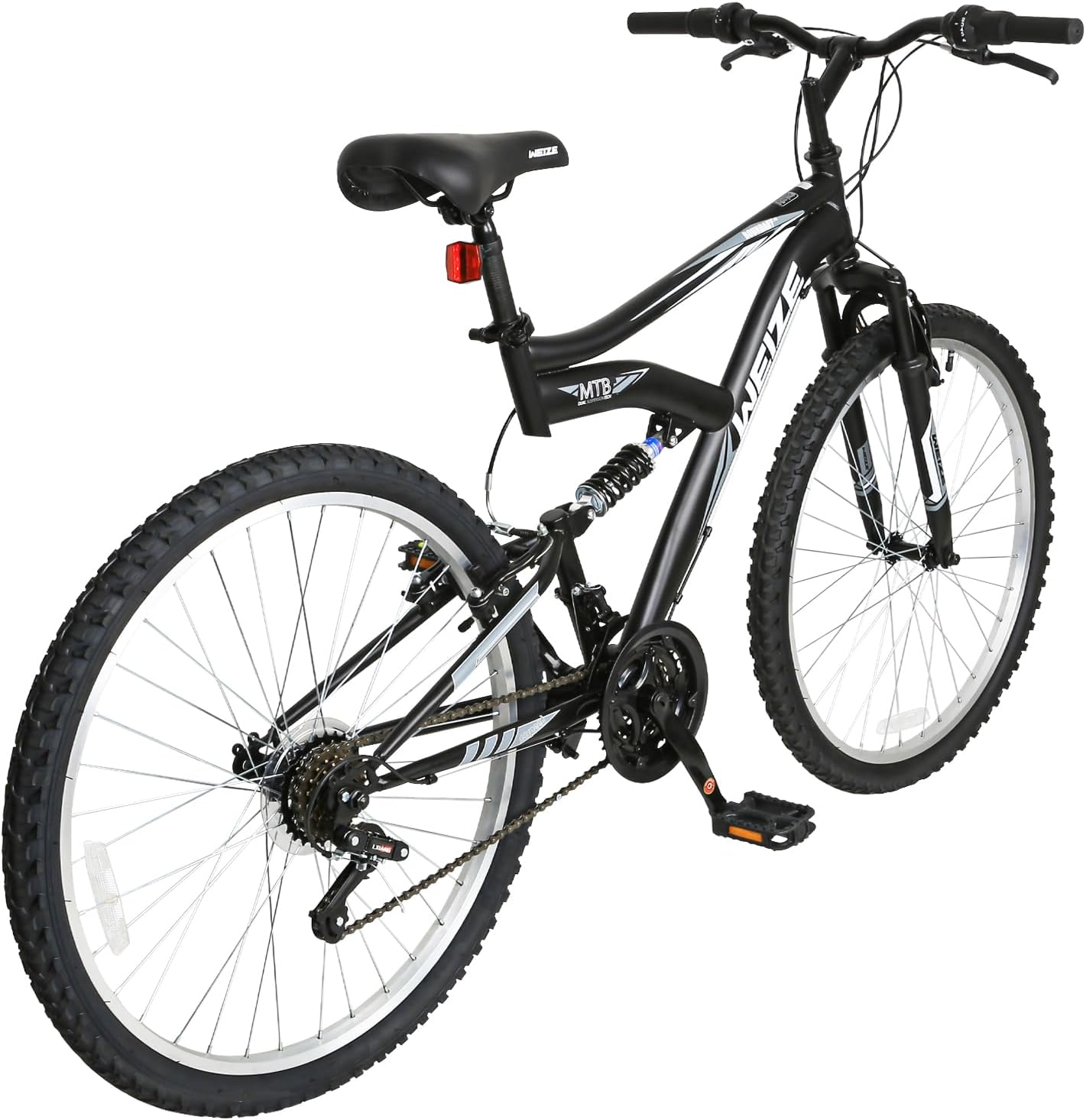 WEIZE Mountain Bike, 26 27.5 inch Outdoor Hybrid Bikes,18-Speed/High-Carbon Steel/Dual Full Suspension, Adjustable Ergonomic Seat for Men Women Adult, MTB Bicycle with Suspension Fork,Sleek Colors wourant