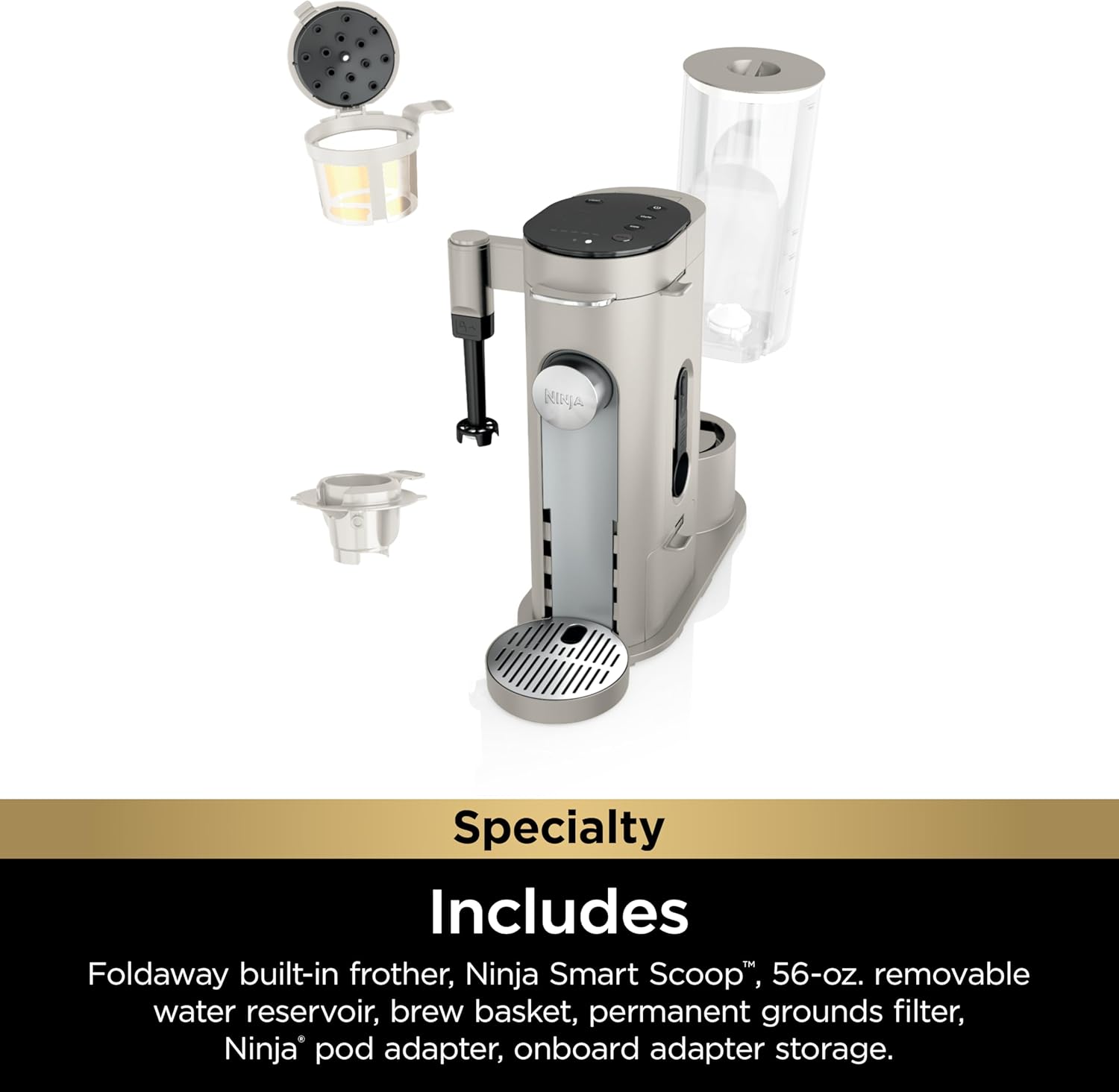 Ninja Pod & Grounds Single-Serve Coffee Maker 56-oz. Reservoir Stone PB051ST wourant