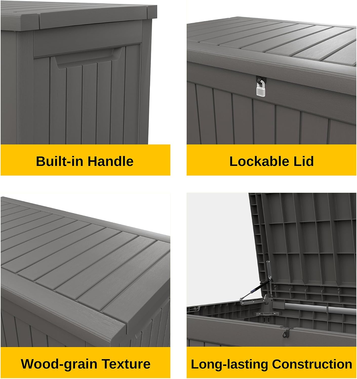 EAST OAK Outdoor Storage Box, 60 Gallon Deck Box Indoor and Outdoor Use, Waterproof Resin Storage Bin wourant