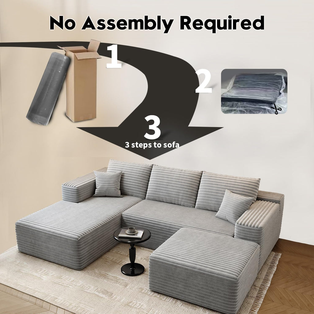 107.5" Cloud Modular Sectional Sofa Couch with L-Shape Chaise,Modern Minimalist Upholstered Couches wourant