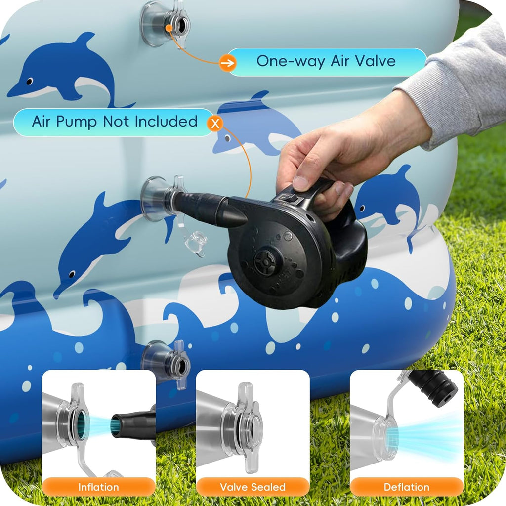 Inflatable Swimming Pool with Seats, 130" x 72" x 22" Full-Sized Durable PVC Thickened Above Ground Family Blow Up Pool for Outdoor Summer Water Party Backyard Garden Lawn wourant