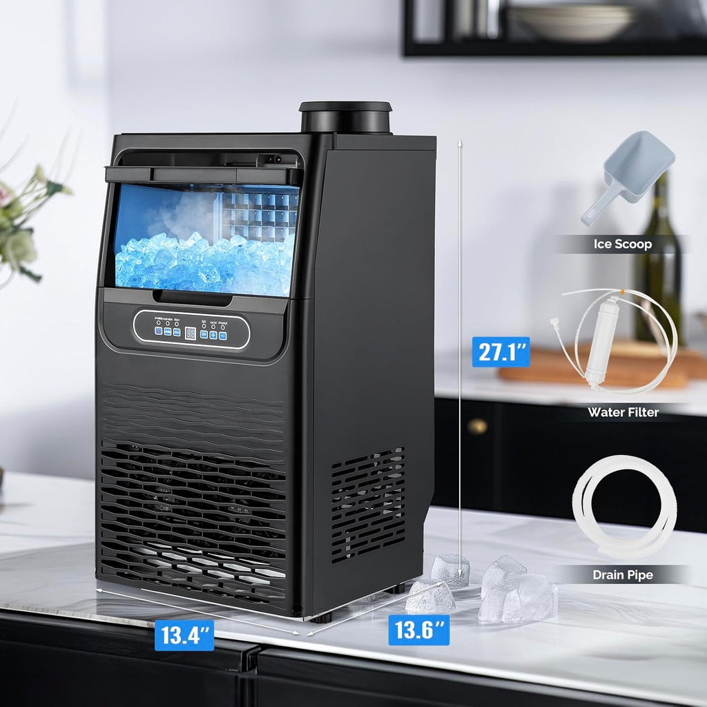 VINGLI Commercial Ice Maker Machine,90lbs/24H Plastic Under Counter Ice Maker with 11lbs Storage,Dual Water Supply Options,Self-Cleaning,Timing Function,for Home Bar Cafe Restaurant Kitchen wourant