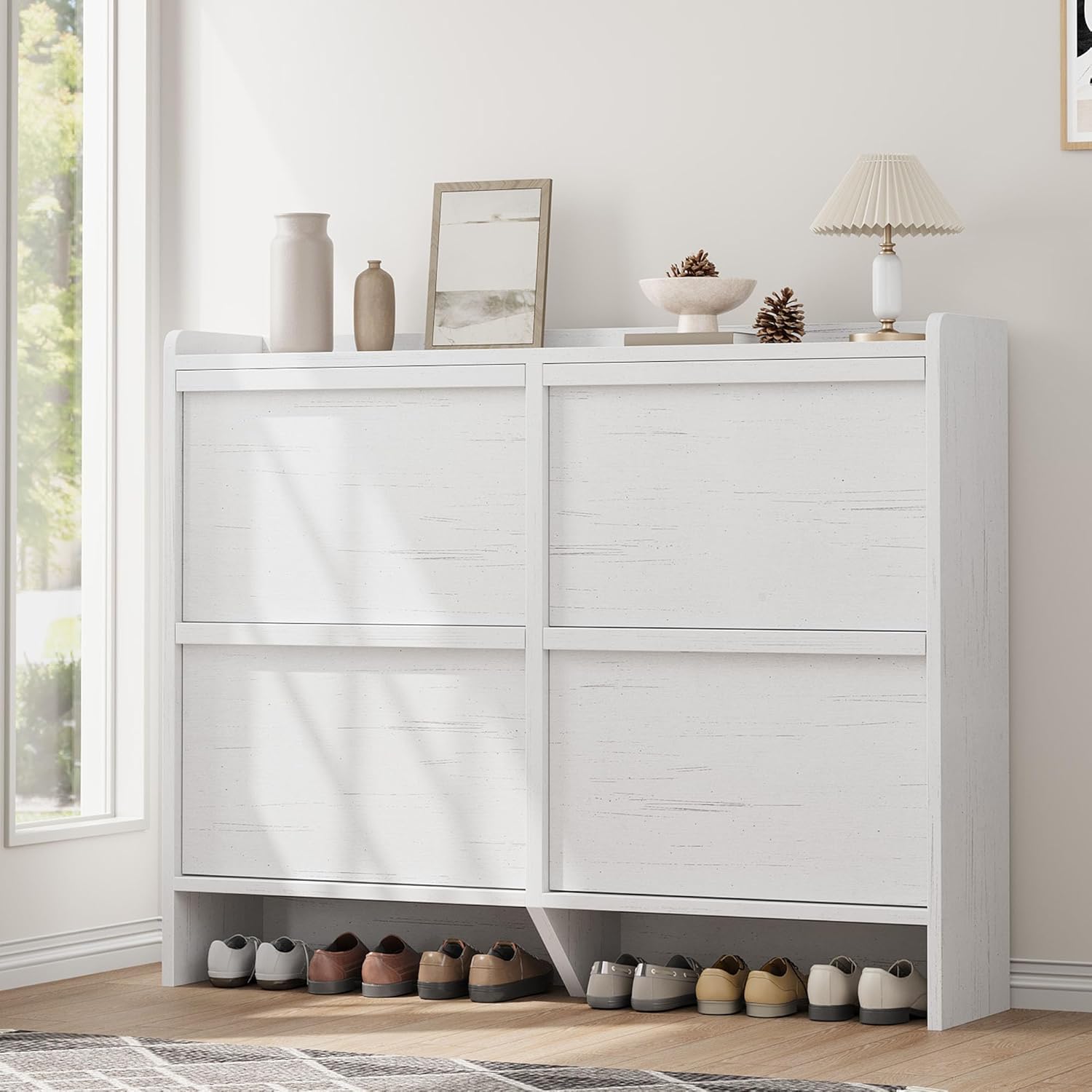 GarveeHome Shoe Cabinet with 3 Flip Top Drawers, Wooden Shoe Cabinet with Adjustable Shelves wourant