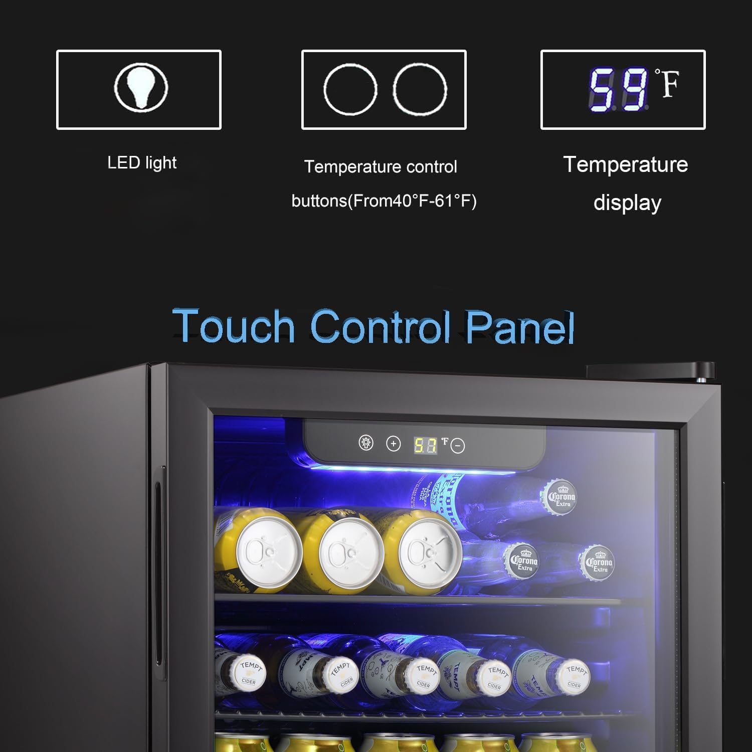 Antarctic Star Beverage Refrigerator Cooler 68 Can, Mini Fridge with Glass Door for Beer Drinks Wine,Freestanding Small Fridge with Electronic Temperature Control for Home and Bar,1.7 cu.ft wourant