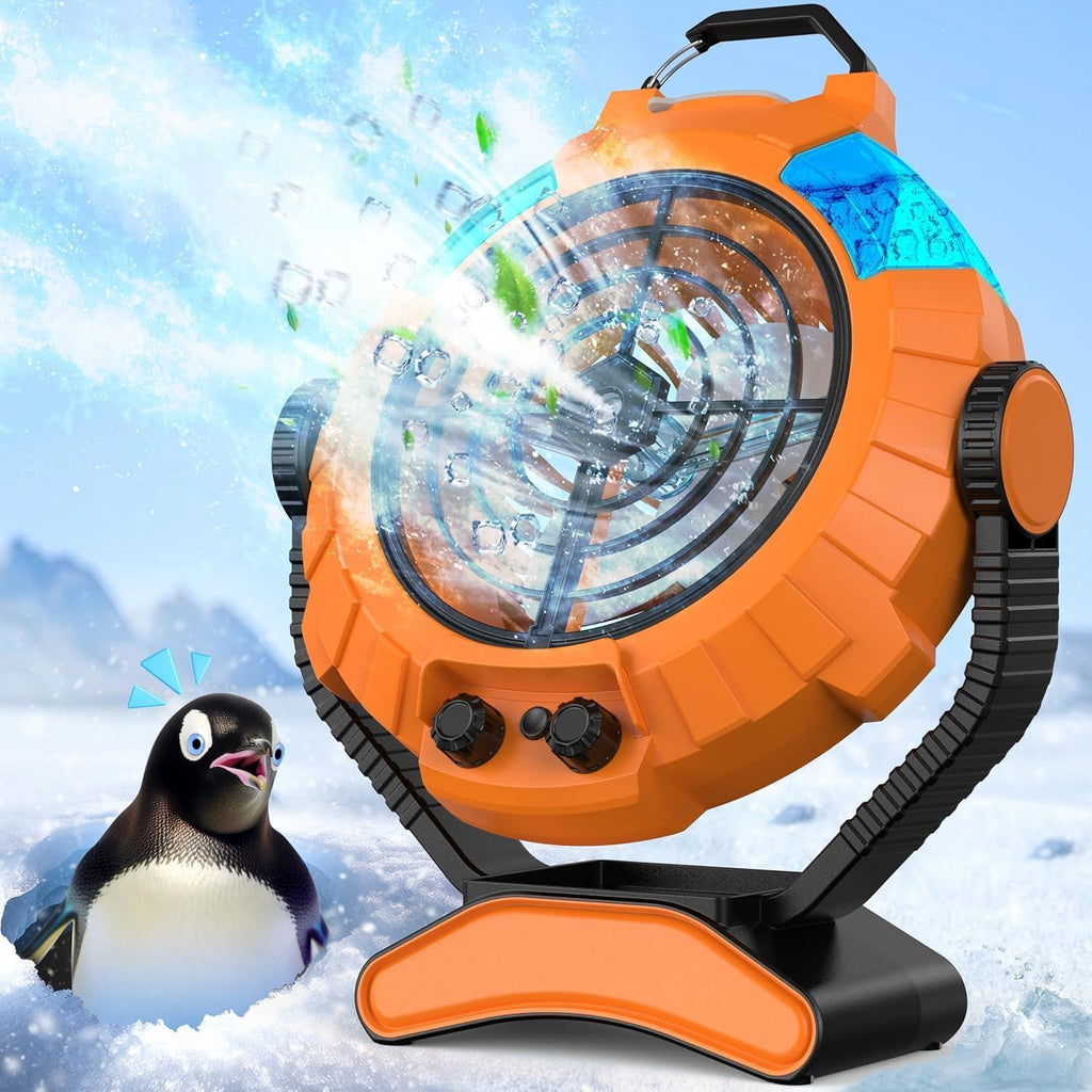 JYew Portable Air Conditioners,Misting Fan With 10000mAh Rechargeable Battery Operated Fan, Outside Camping with Hook USB for Bedroom Outdoor Tents Travel Summer wourant