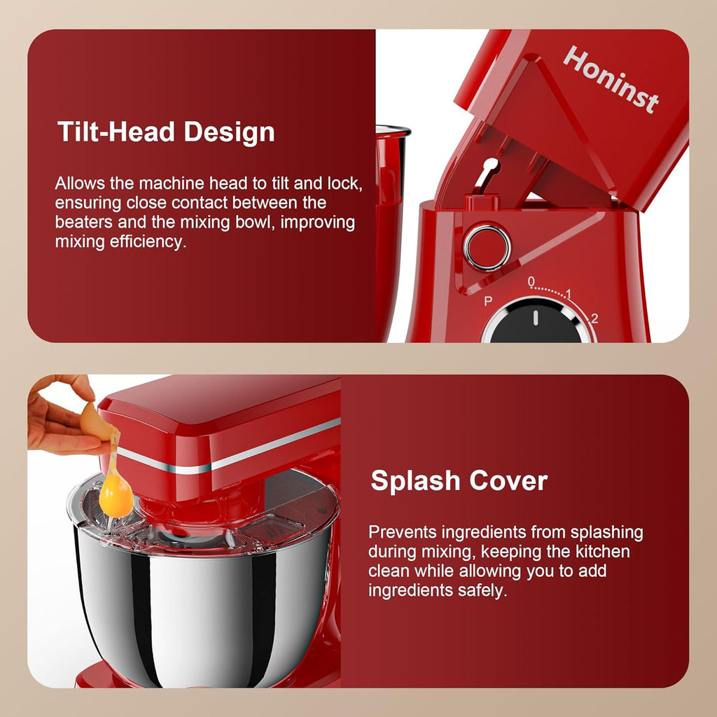 10-Speed Stand Mixer with 8-in-1 Splash Guard, Tilt Head, 6-Quart Stainless Steel Bowl + Dishwasher-Safe Dough Hook/Whisk/Blender/Scraper wourant