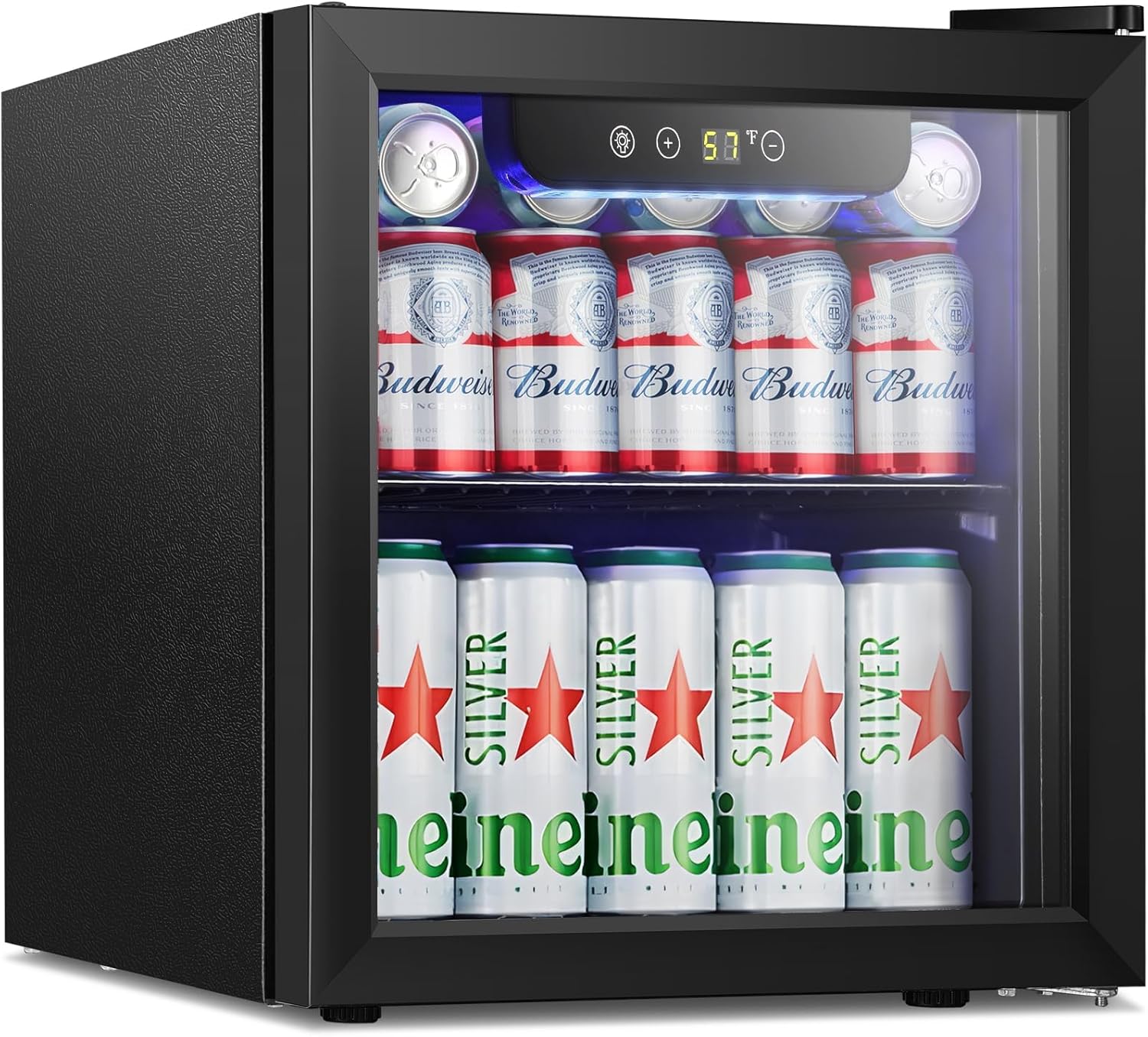 Antarctic Star Beverage Refrigerator Cooler 68 Can, Mini Fridge with Glass Door for Beer Drinks Wine,Freestanding Small Fridge with Electronic Temperature Control for Home and Bar,1.7 cu.ft wourant