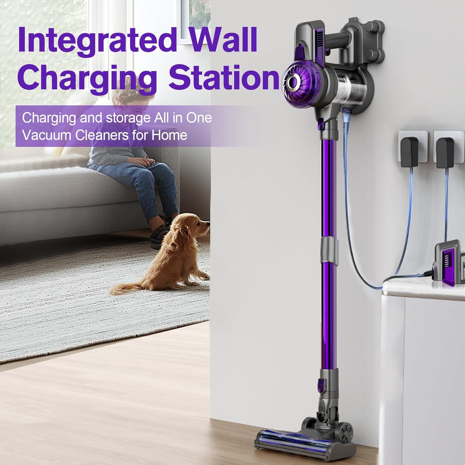Cordless Vacuum Cleaner, Lightweight 2-in-1 Stick & Handheld Vacuum for Apartment, Pet Hair & Car Cleaning, S1 woonhhop
