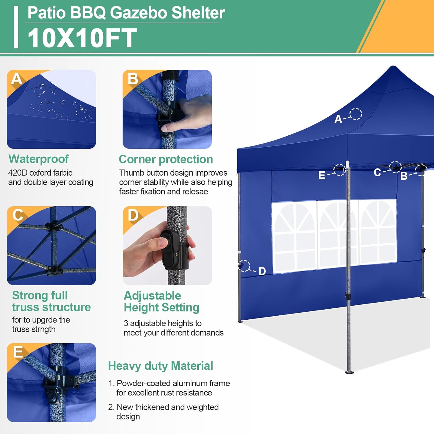 COBIZI 10x20 Heavy Duty Pop up Canopy Tent with 6 sidewalls Easy Up Commercial Outdoor Canopy Wedding Party Tents for Parties All Season Wind & Waterproof Gazebo with Roller Bag,Black(Frame Thickened) wourant