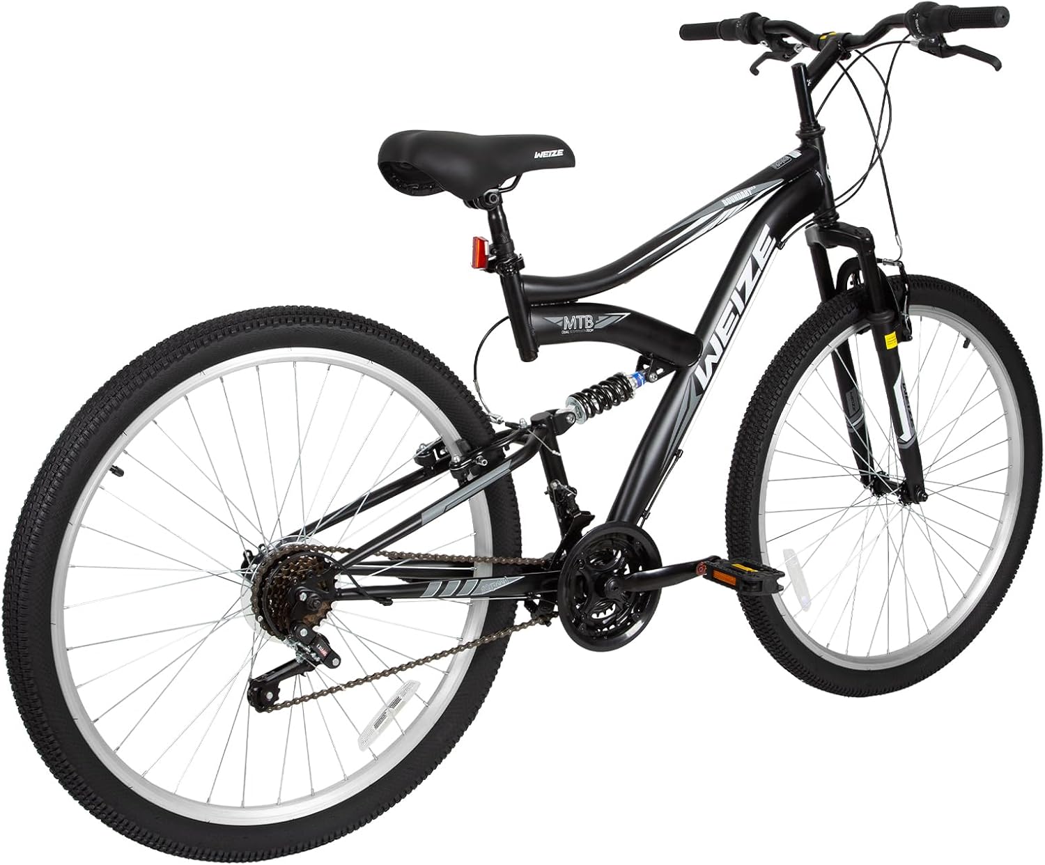 WEIZE Mountain Bike, 26 27.5 inch Outdoor Hybrid Bikes,18-Speed/High-Carbon Steel/Dual Full Suspension, Adjustable Ergonomic Seat for Men Women Adult, MTB Bicycle with Suspension Fork,Sleek Colors wourant