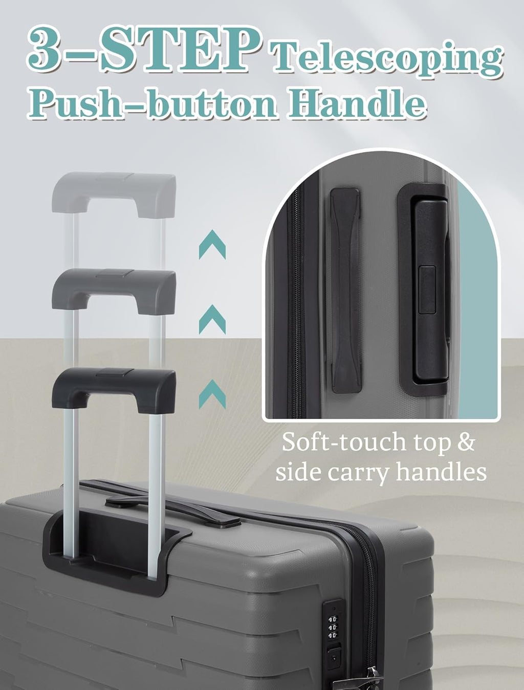 5-piece luggage set with wheels, ABS hardshell suitcase with spinner wheels wourant