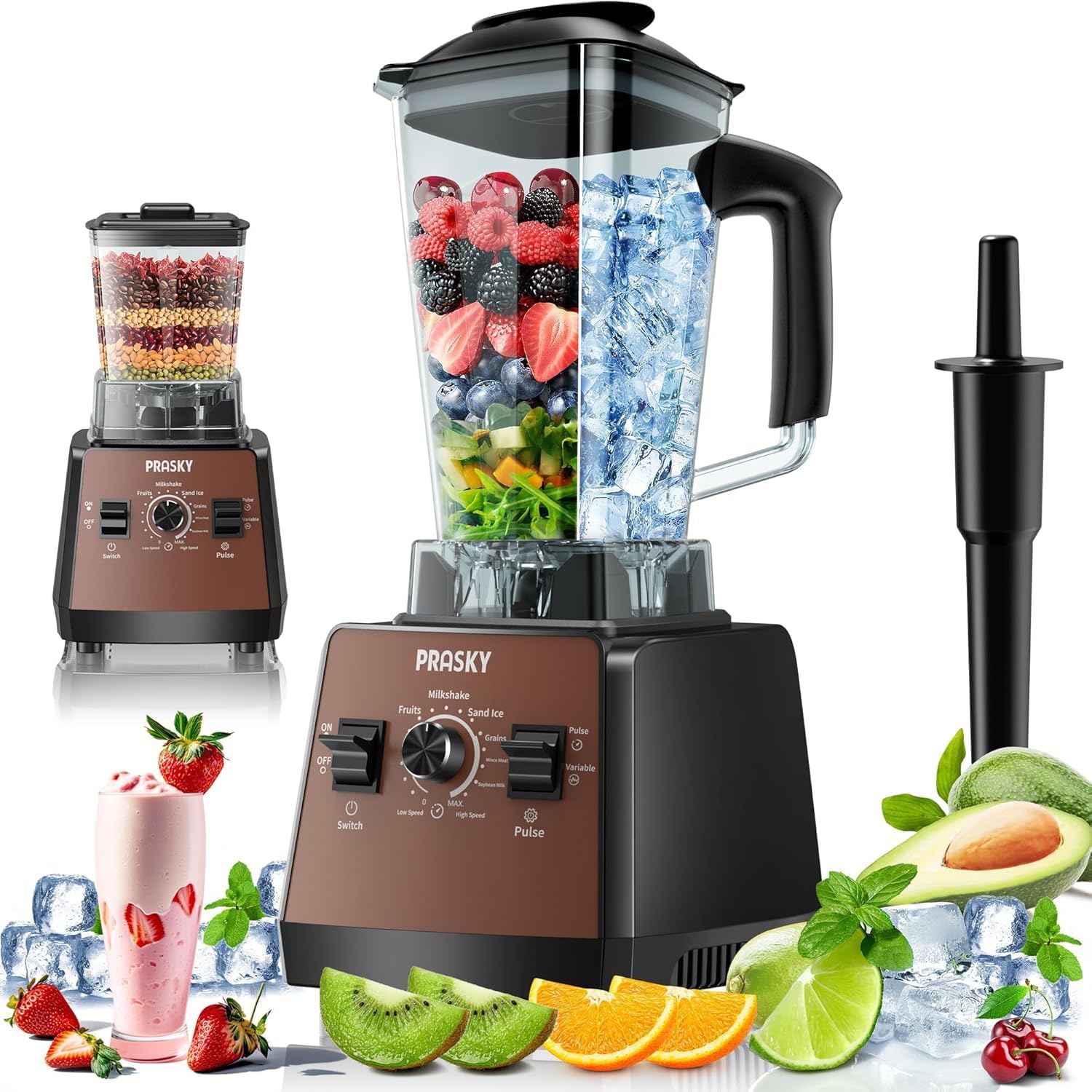 2400W High Speed Countertop Blender, 101oz Large Capacity, BPA-Free, 25000 RPM Blenders for Smoothies, Ice Crushing, Soups, Nut Butters & Baby Food (Gray, 3L) wourant
