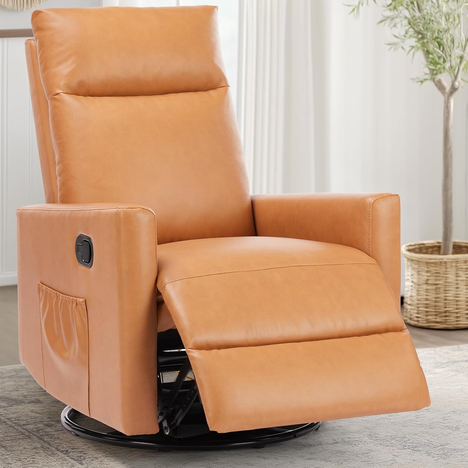 DUMOS Recliner Chair for Adults, Massage Reclining Chair for Living Room, Adjustable Home Theater Seating Single Sofa with Padded Seat Backrest and Footrest, Linen, Grey wourant