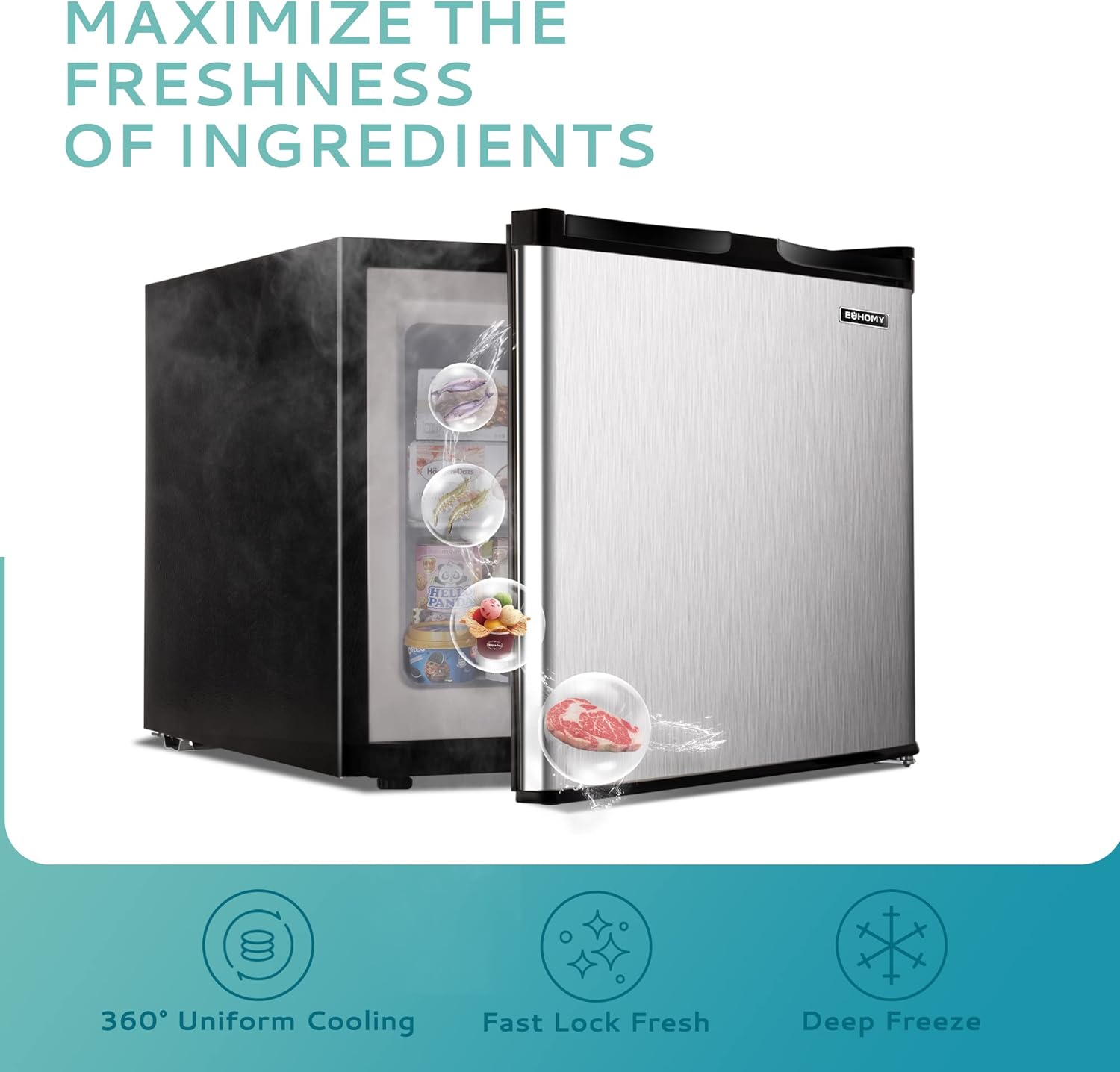 Upright freezer, 3.0Cubic Feet, Single Door Compact Mini Freezer with Reversible Door Small freezer for Home/Dorms/Apartment/Office wourant