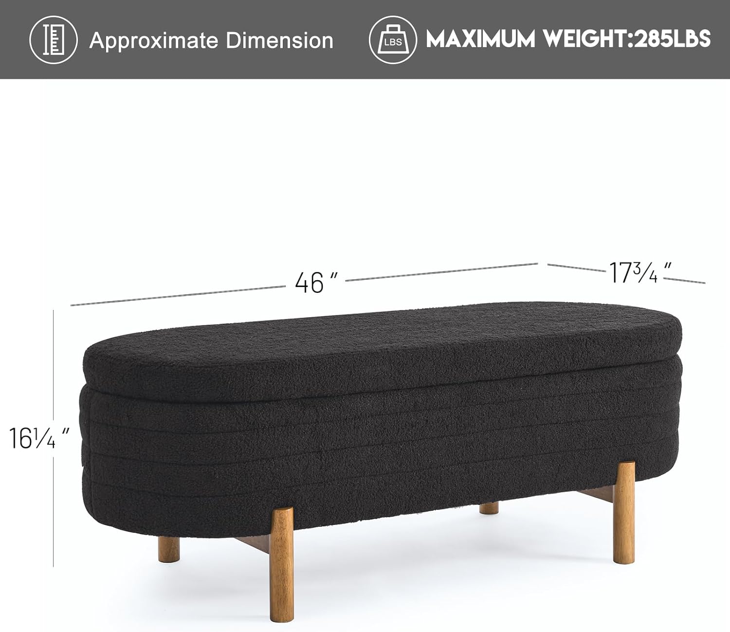 Furniliving Modern Storage Ottoman Bench, Sherpa Ottoman End of Bed Bench with Solid Wood Legs Upholstered Ottoman Benches with Storage Indoor Bench wourant