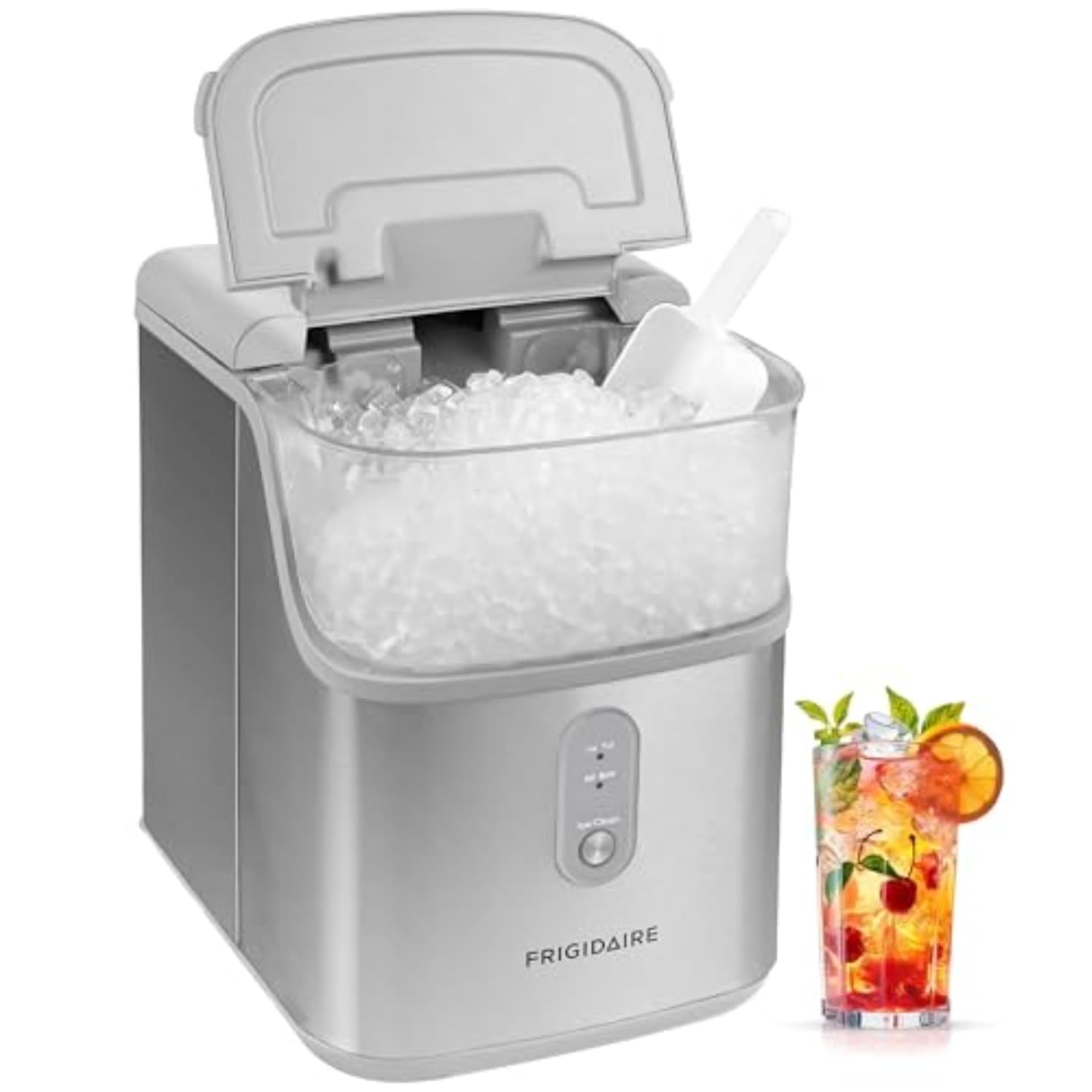 Frigidaire Countertop Crunchy Chewable Nugget Ice Maker, Compact, 33lbs per Day, Metallic Finish woonhhop