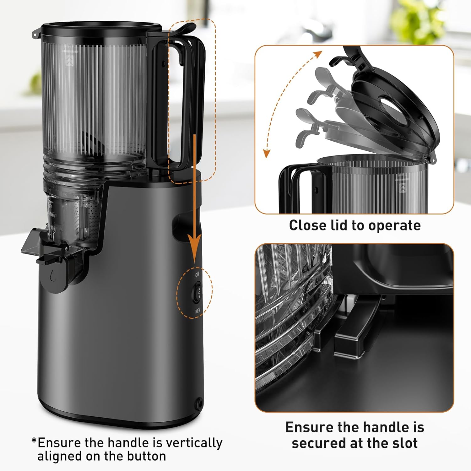 Cold Press Juicer Juicer Machines with 5.4" Wide Feed Chute Professional Slow Masticating Juicer wourant