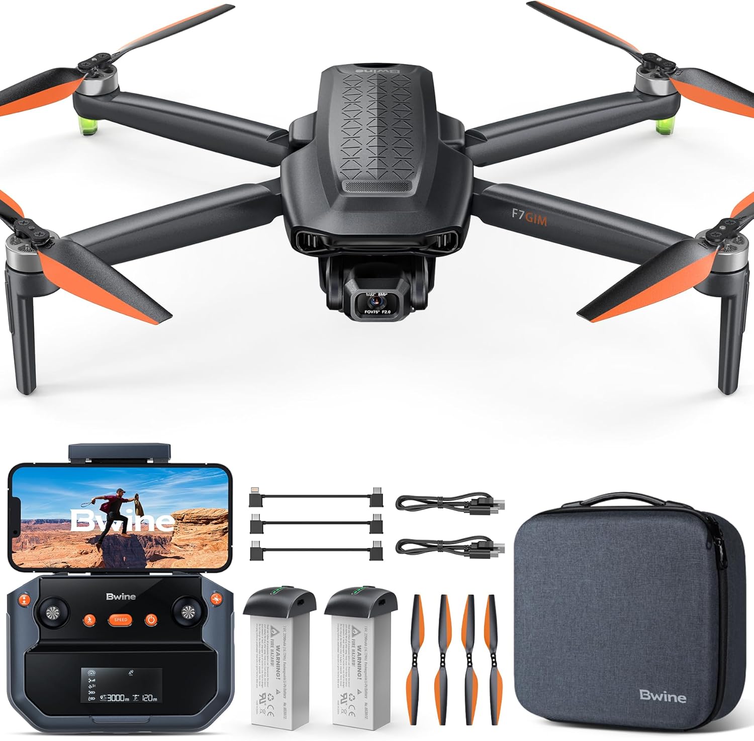 Adult-specific camera drone with 4K UHD aerial photography, 3-axis gimbal, 10,000-foot control, 3 batteries for 75 minutes of flight time, and GPS tracking wourant