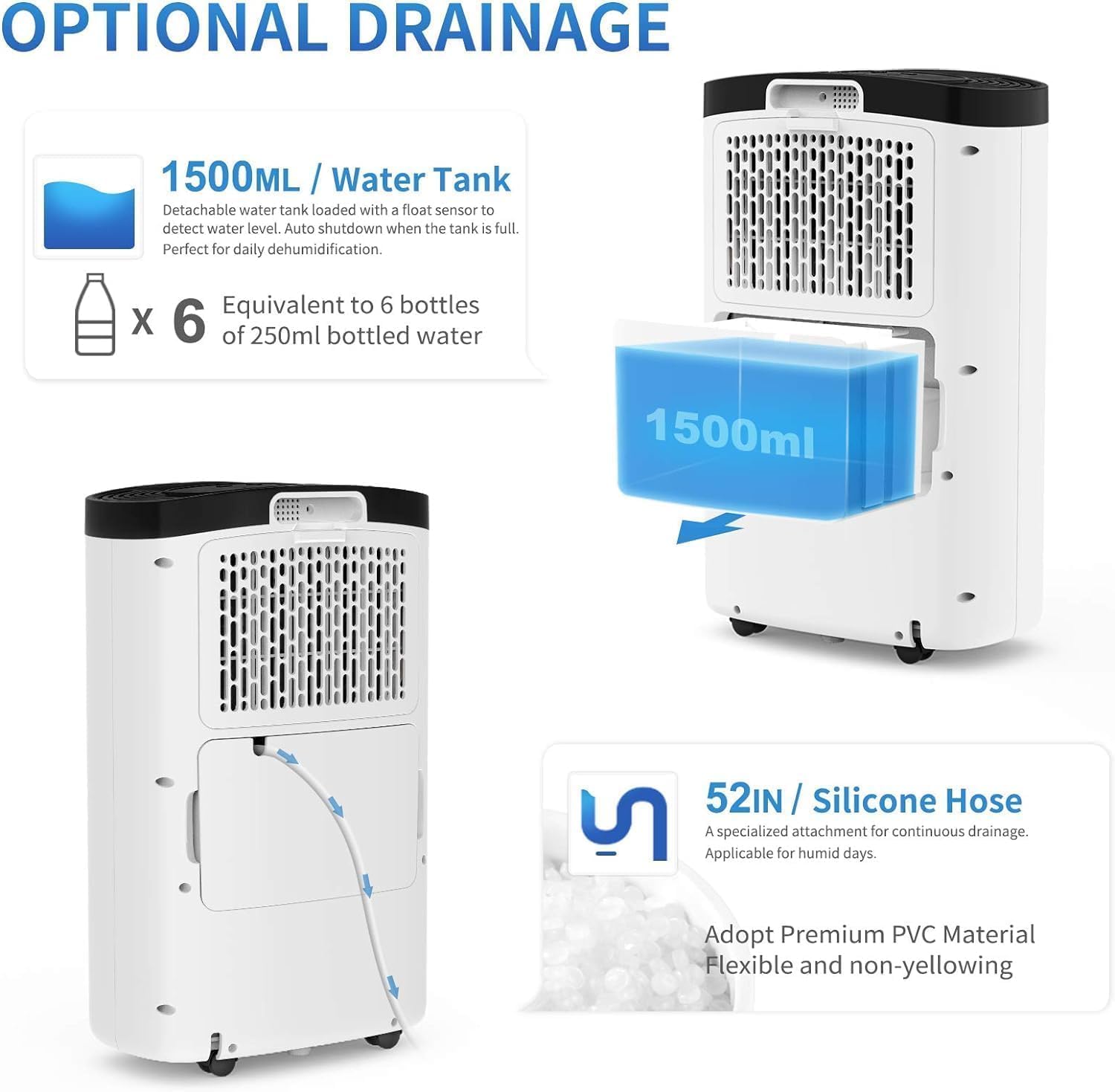 AIRPLUS 1,500 Sq. Ft Dehumidifier for Basement, 30 Pints Powerful Dehumidifier for Home, Large Rooms, Bedrooms, Sufficient Capacity Water Tank with Drain Hose (AP1907) wourant