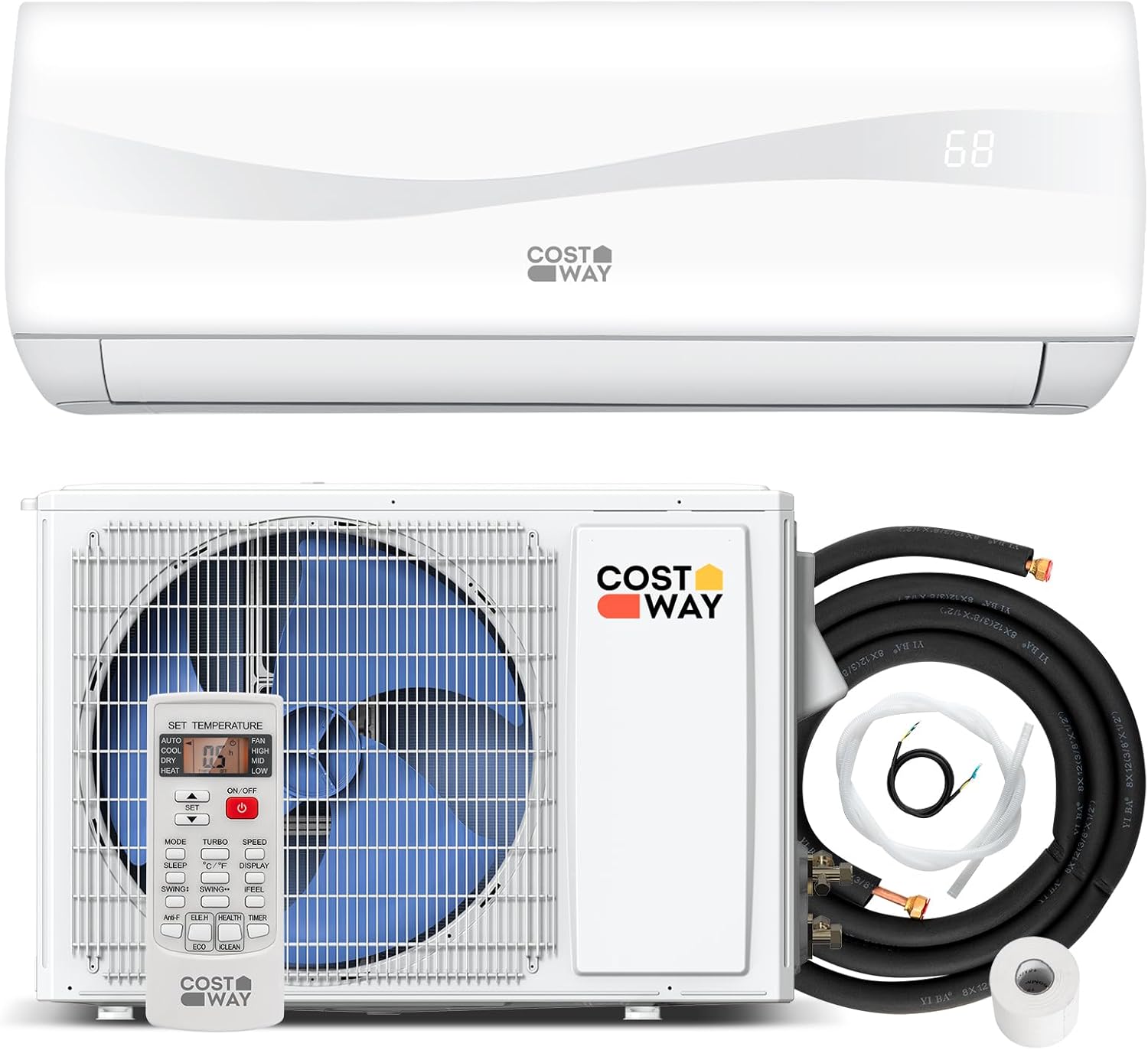 COSTWAY 11500 BTU Mini Split Air Conditioner 115V 17 SEER2 Wifi Enabled Inverter Air Conditioner wourant