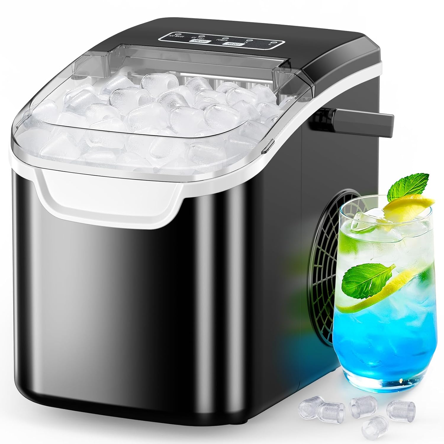 COWSAR Ice Maker Countertop, Portable Ice Machine with Self-Cleaning, 26.5lbs/24Hrs, 9 Bullet Ice Cubes in 6 Mins, Ice Basket and Scoop, Ideal for Home, Kitchen, Bar, Camping woonhhop