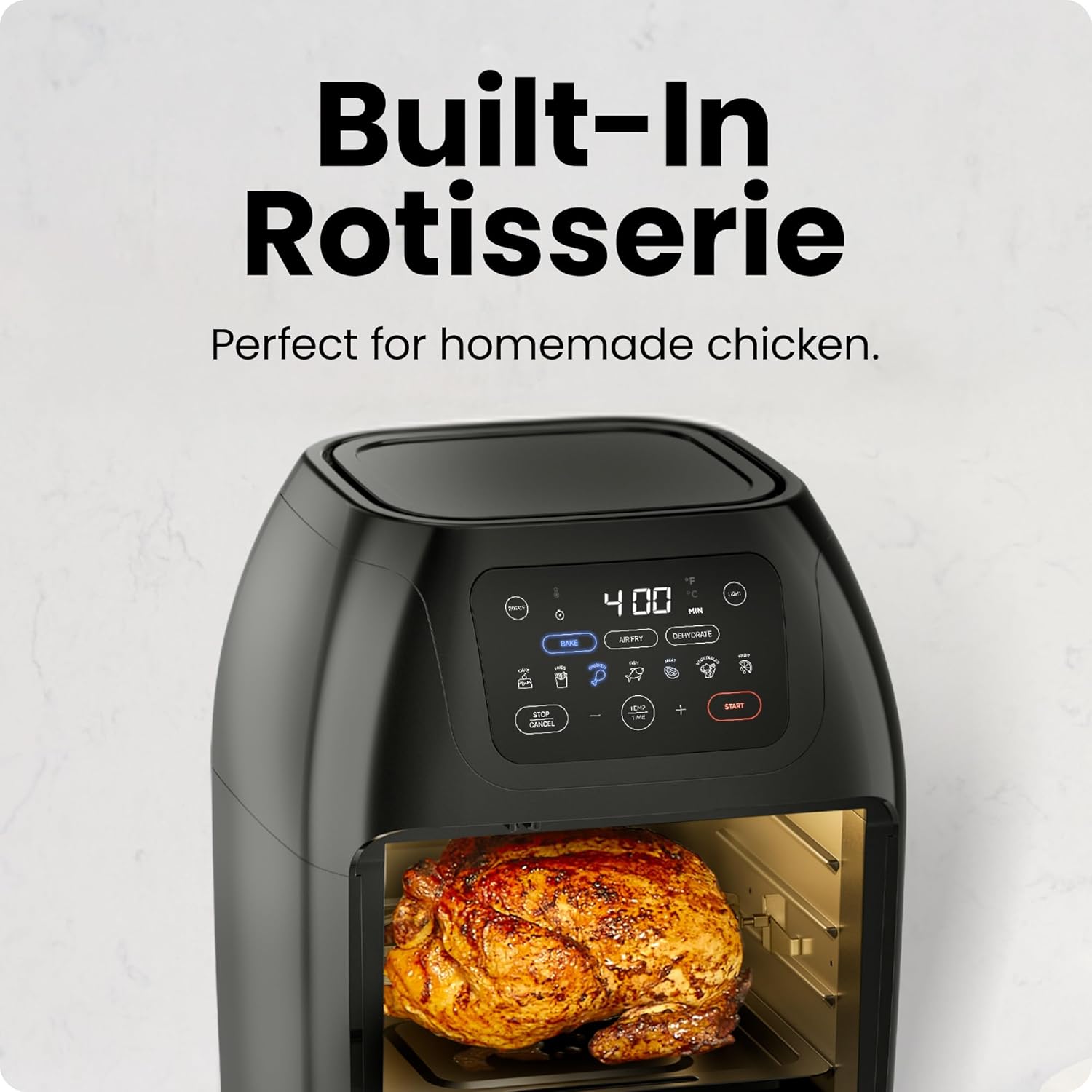 Chefman Compact 6.3-Quart Digital Air Fryer with Rotisserie, Dehydrator, and Convection Oven, 8 Touchscreen Presets wourant