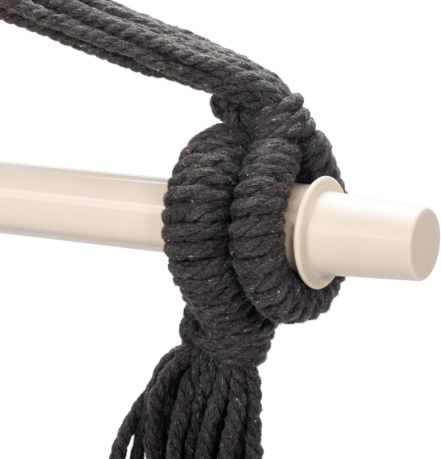 ONCLOUD Hammock Chair Hanging Rope Swing, Load Capacity Up to 550 LBS Macrame Hammock Swing Seat with Two Cushions, Hammock Seats with Portable Steel Spreader Bar for Indoor/Outdoor, Black wourant