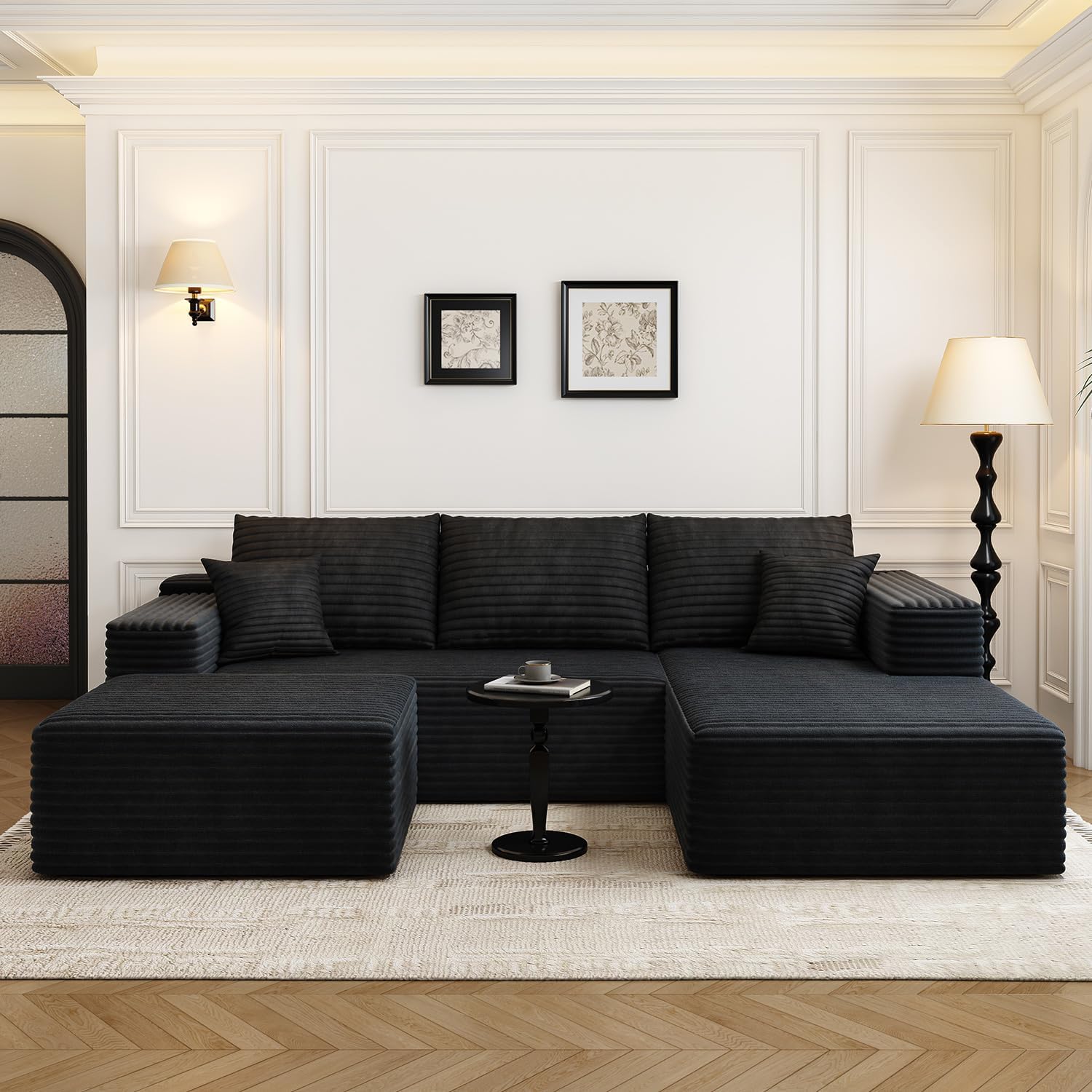 107.5" Cloud Modular Sectional Sofa Couch with L-Shape Chaise,Modern Minimalist Upholstered Couches wourant