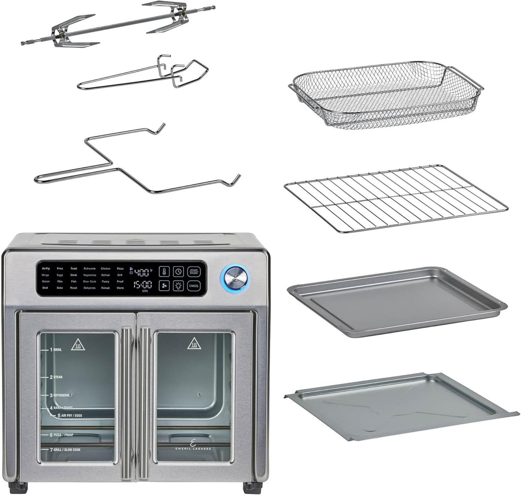 Emeril Lagasse Extra Large French Door Air Fryer Toaster Oven Combo, 24 Cooking Functions wourant