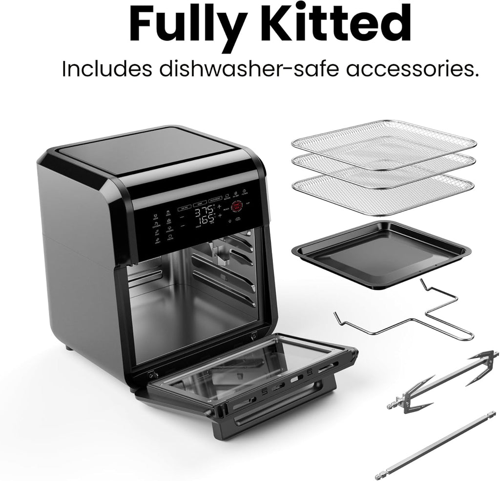 Chefman Compact 6.3-Quart Digital Air Fryer with Rotisserie, Dehydrator, and Convection Oven, 8 Touchscreen Presets wourant