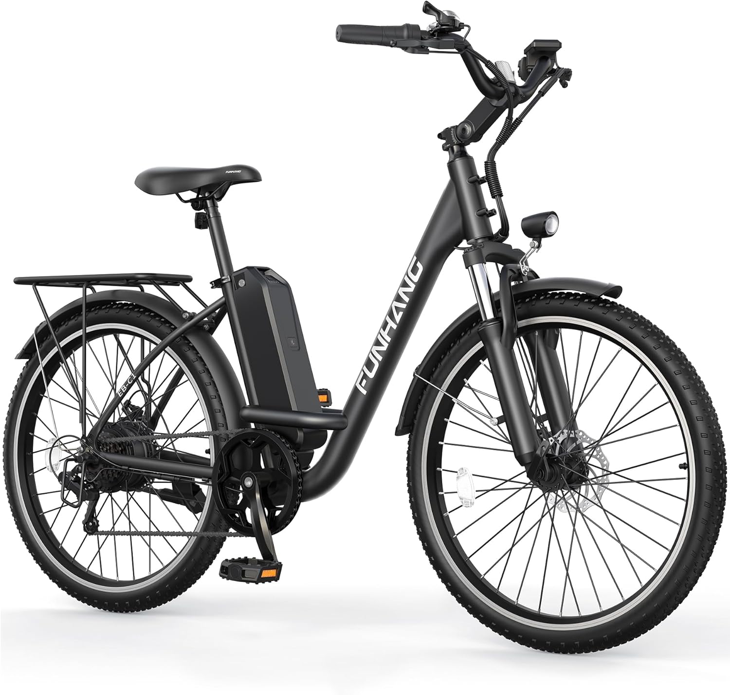 Funhang Electric Bike for Adults, 26" City Cruiser Ebike 21.7MPH 50 Miles Commuter Adult Electric Bicycles