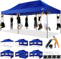 COBIZI 10x20 Heavy Duty Pop up Canopy Tent with 6 sidewalls Easy Up Commercial Outdoor Canopy Wedding Party Tents for Parties All Season Wind & Waterproof Gazebo with Roller Bag,Black(Frame Thickened) wourant