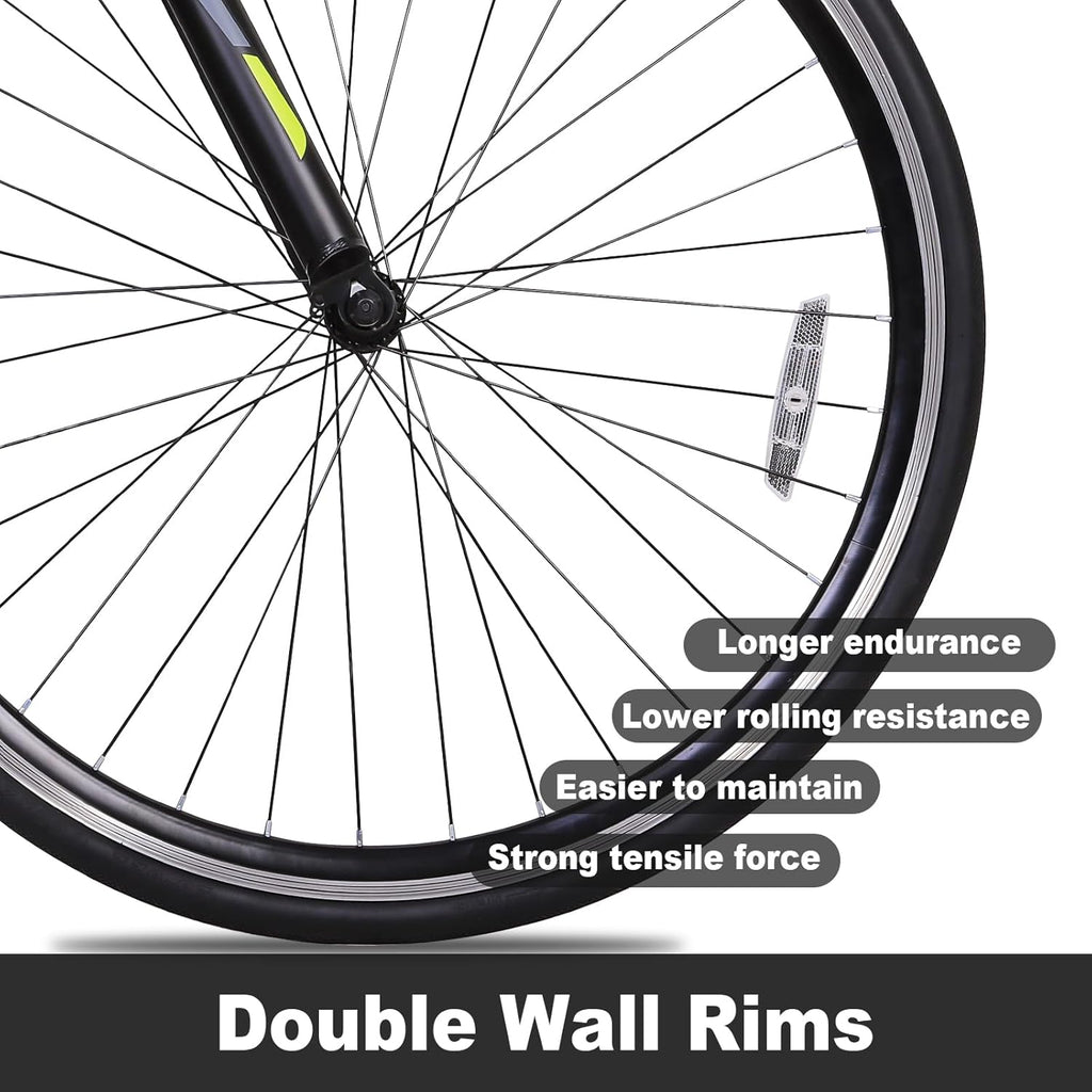 WEIZE Road Bike, 700C Wheel City Commuter Bicycle, Shimano 14 Speed Drop Bar, Racing Adult Bike with Caliper Brakes, High-Carbon Steel Hybrid Bikes wourant