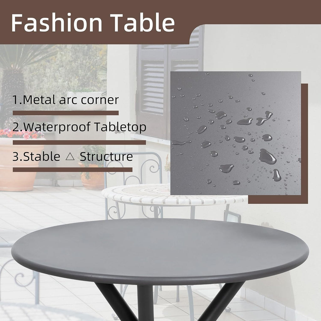 Shintenchi 3 Pieces Patio Bistro Sets, Outdoor Textilene Fabric Conversation Bistro Set, Textilene Fabric Front Porch Chairs Small Patio Furniture Set with Table for Lawn,Garden,Balcony (Black) wourant
