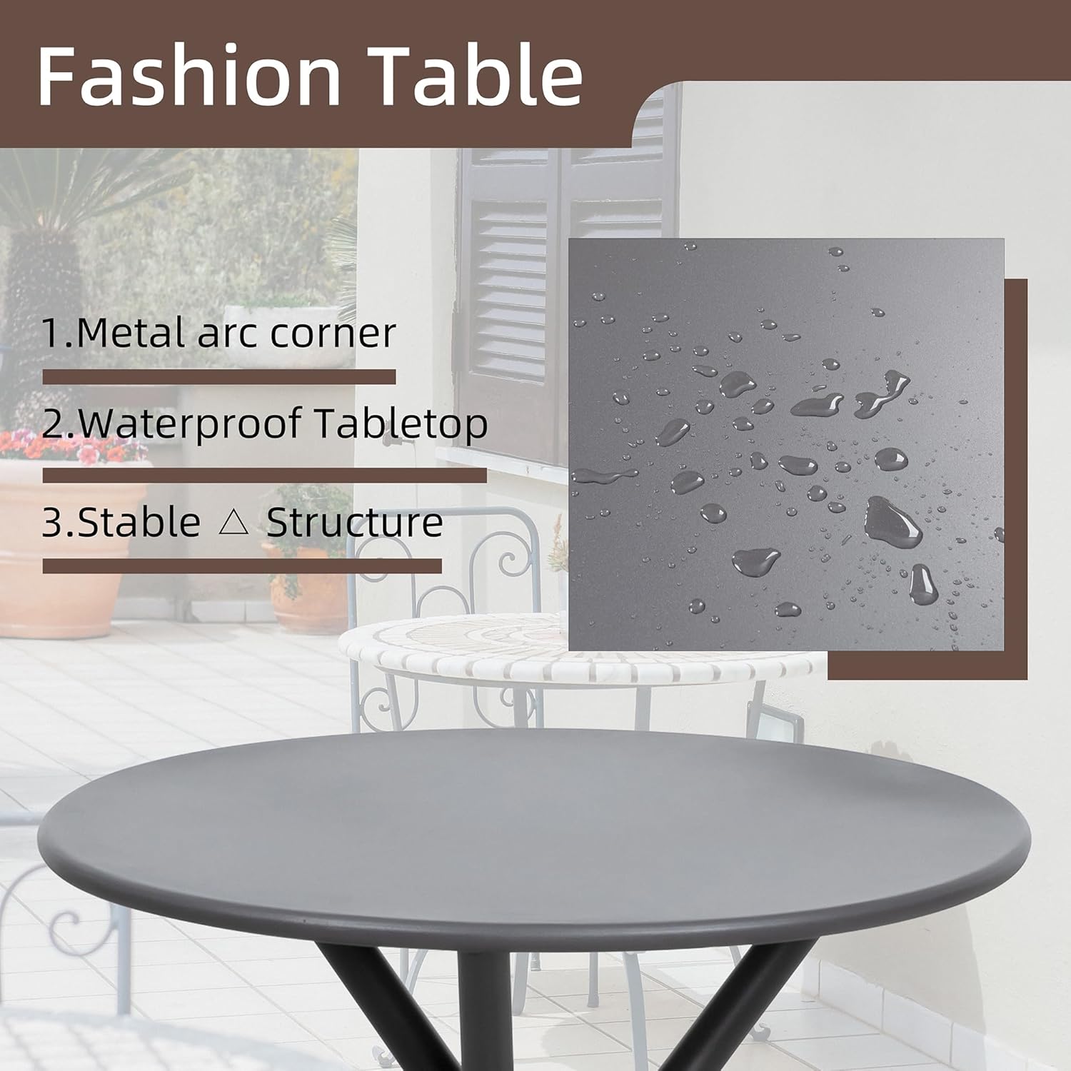 Shintenchi 3 Pieces Patio Bistro Sets, Outdoor Textilene Fabric Conversation Bistro Set, Textilene Fabric Front Porch Chairs Small Patio Furniture Set with Table for Lawn,Garden,Balcony (Black) wourant