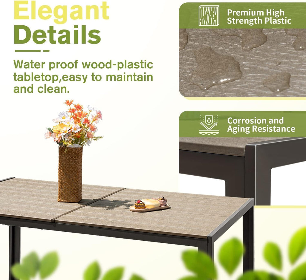 Homall Patio Dining Set 7 Pieces Outdoor Furniture Table and 6 Textilene Chairs, Light Grey wourant