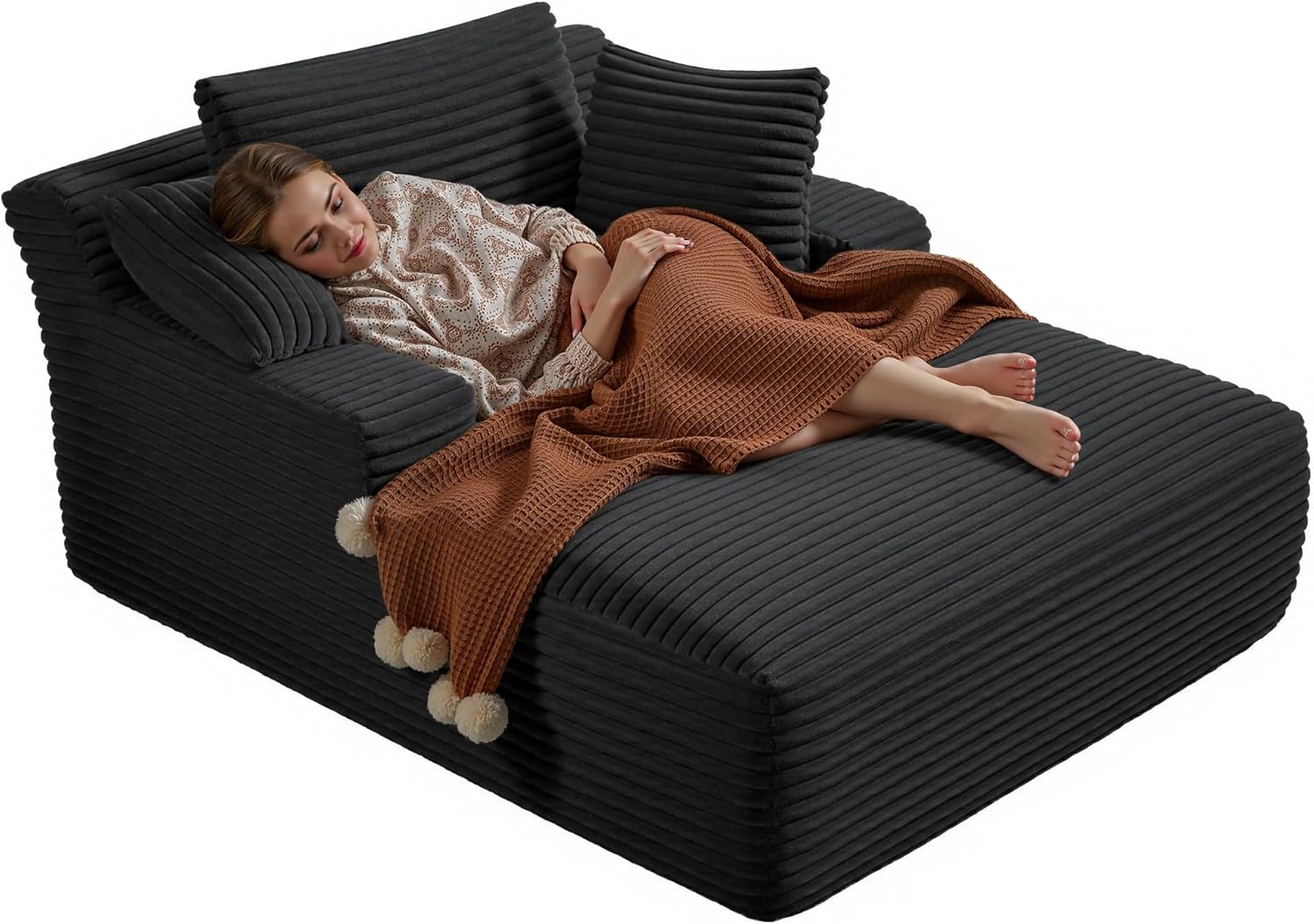 50-inch indoor recliner, oversized corduroy upholstered boneless sofa bed, deep sleeper sofa reading chair, cloud sofa, living room sofa wourant