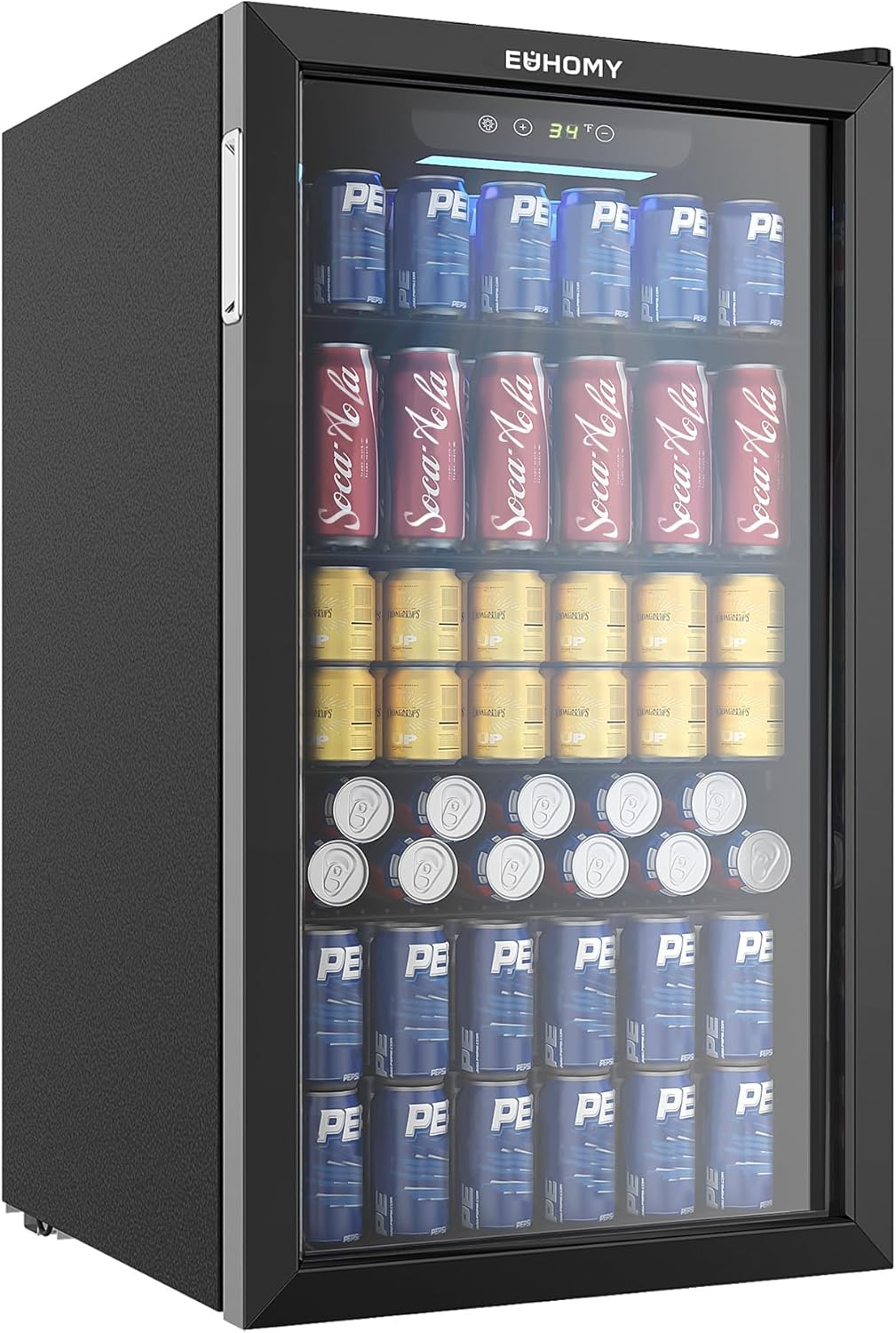 EUHOMY Beverage Refrigerator Cooler, 130 Can Mini Fridge with Glass Door for Soda Beer or Wine, Beverage Cooler for Home, Office, Bar with Adjustable Removable Shelves, Silver wourant