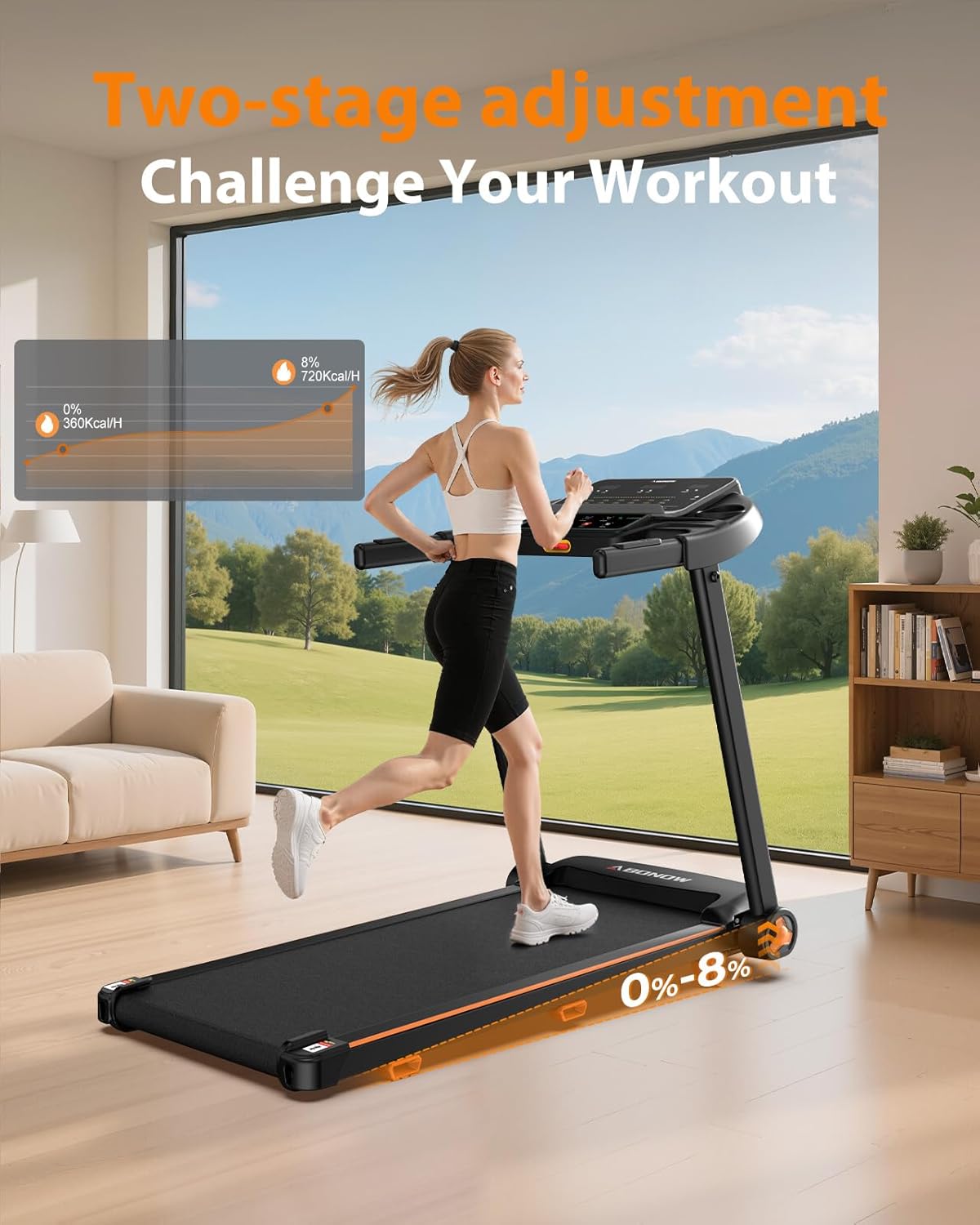 Foldable Treadmill for Home with Incline Extra Large Dual LED Screen Home Office Treadmills wourant
