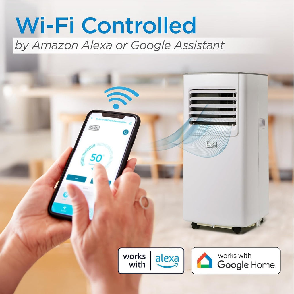 BLACK+DECKER 8,000 BTU Portable Air Conditioner with Wifi & Remote Control, 3-1-in AC, Fan & Dehumidifier, with App, Alexa & Google Assistant, Window Kit woonhhop