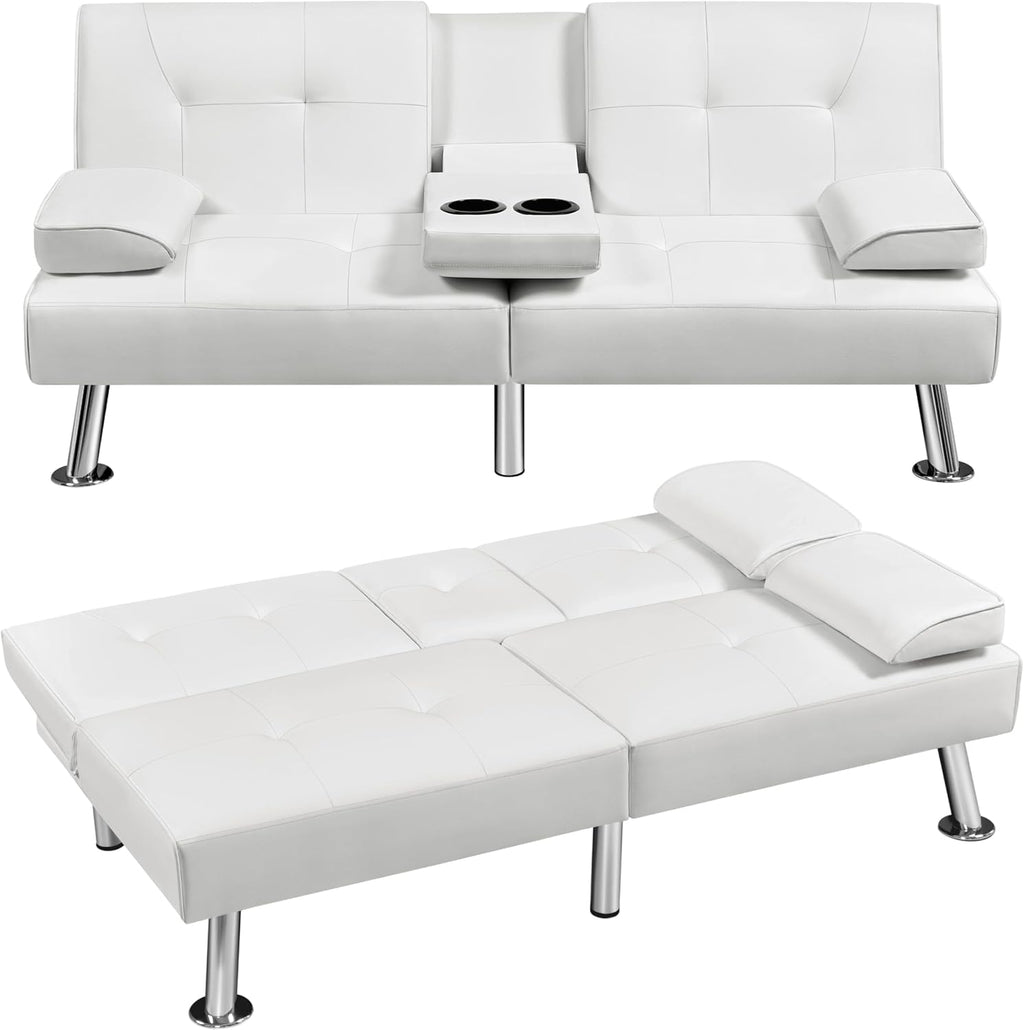 Convertible Sofa Bed Modern Imitation Leather Home Recliner Flip Double Sofa Folding Sofa Bed Guest Bed wourant
