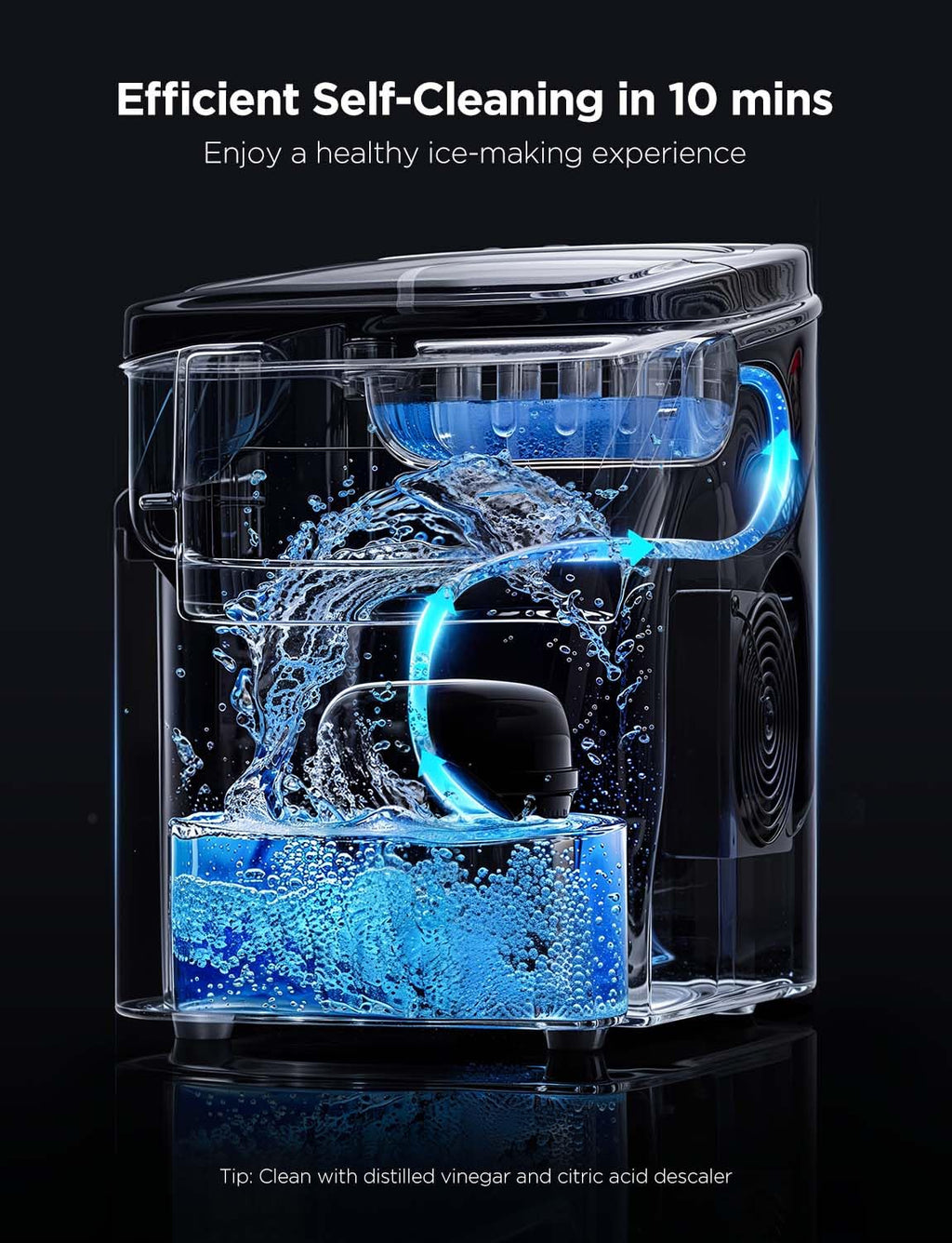 GoveeLife Smart Ice Maker Countertop, Portable Ice Machine with Voice Control, 9 Ice Cubes in 6 Minutes 3 Sizes, 26lbs/24Hrs, Self Cleaning RGB Lights, Quiet Ice Maker with Scoop for Kitchen Silver wourant