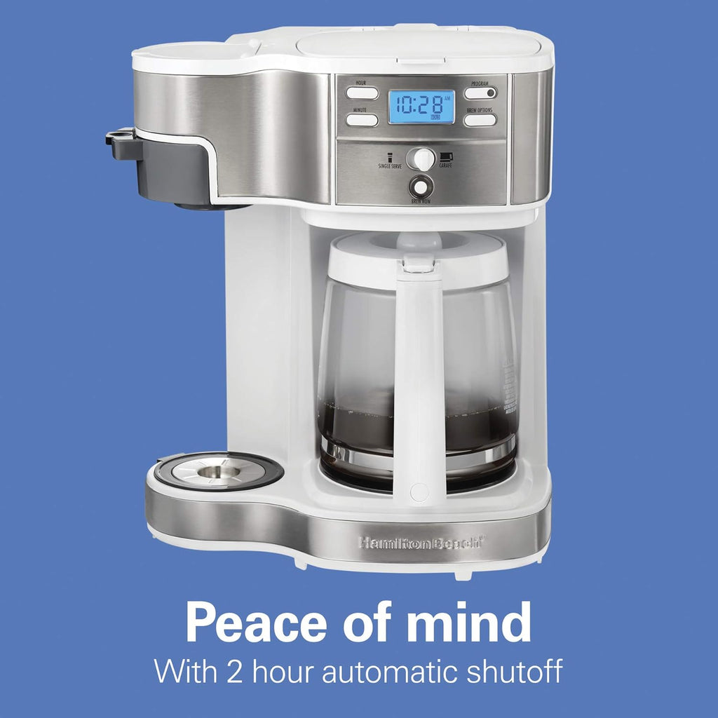 Hamilton Beach 2-Way 12 Cup Programmable Drip Coffee Maker & Single Serve Machine, Glass Carafe, Auto Pause and Pour, Black (49980R) wourant