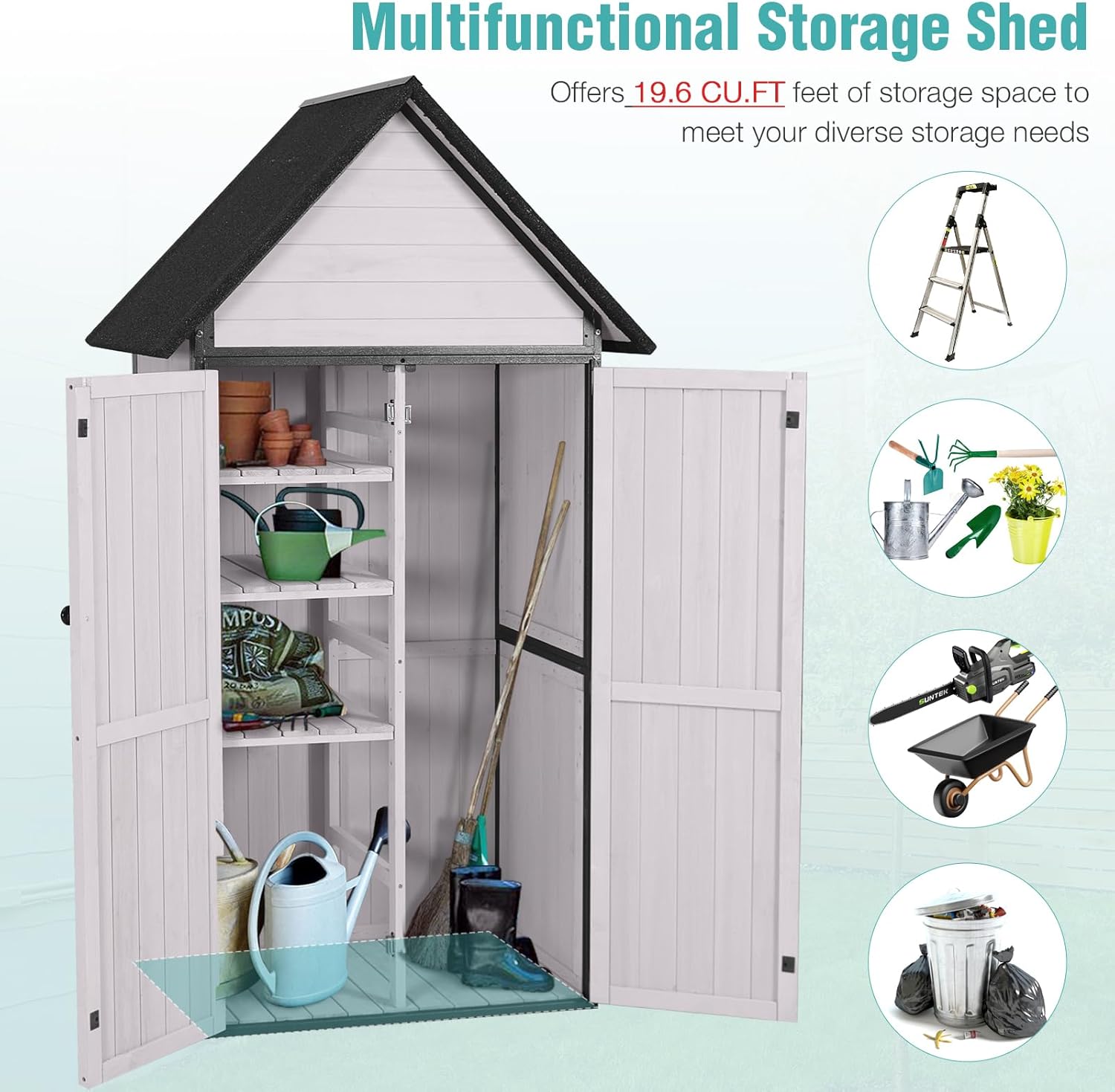 Sheds Outdoor Storage Garden Shed with Metal Frame Structure and Adjustable Shelves wourant
