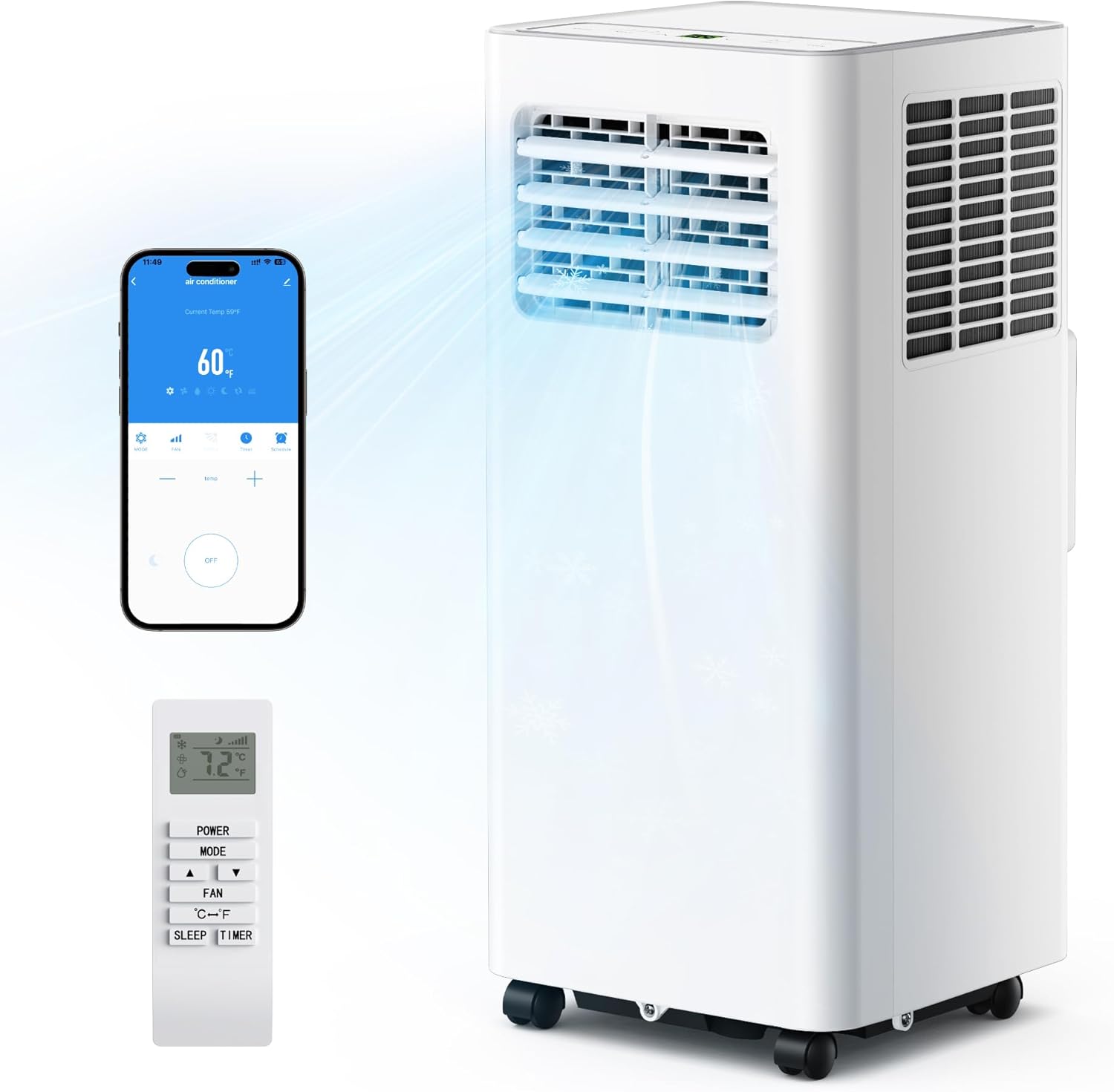EUHOMY 8000 Btu Portable Air Conditioners, 3 in 1 Portable AC with Cool, Dry, Fan Modes, Quiet Air Conditioners with 24H Timer & Sleep Modes, with Remote, for Bedroom, Apartments up to 350 Sq.Ft woonhhop