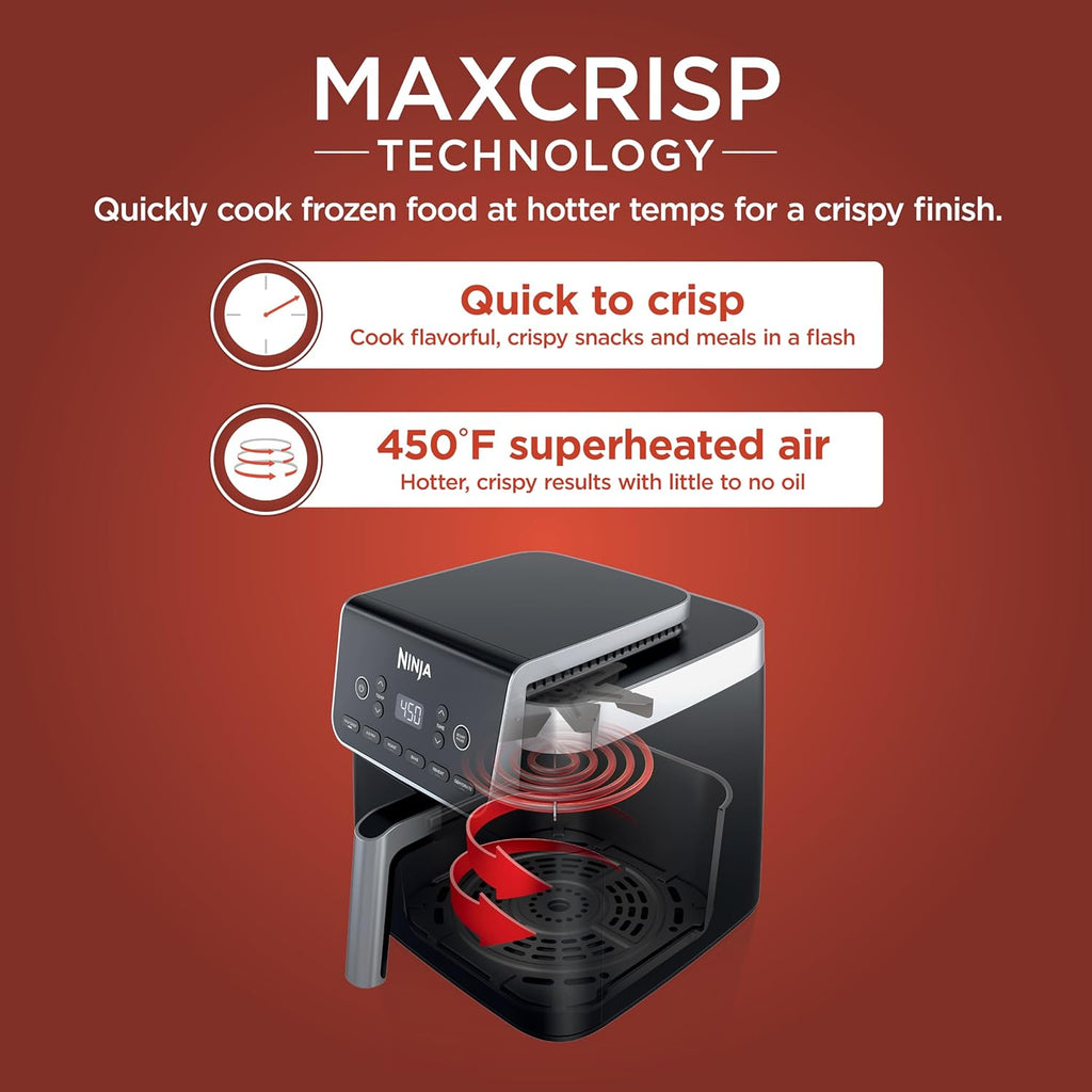 Ninja Air Fryer Pro 4-in-1 with 5 QT Capacity, Air Fry, Roast, Reheat, Dehydrate, Air Crisp Technology with 400F for hot, 120 Volts, Nonstick Basket & Crisper Plate, Grey, AF141 wourant