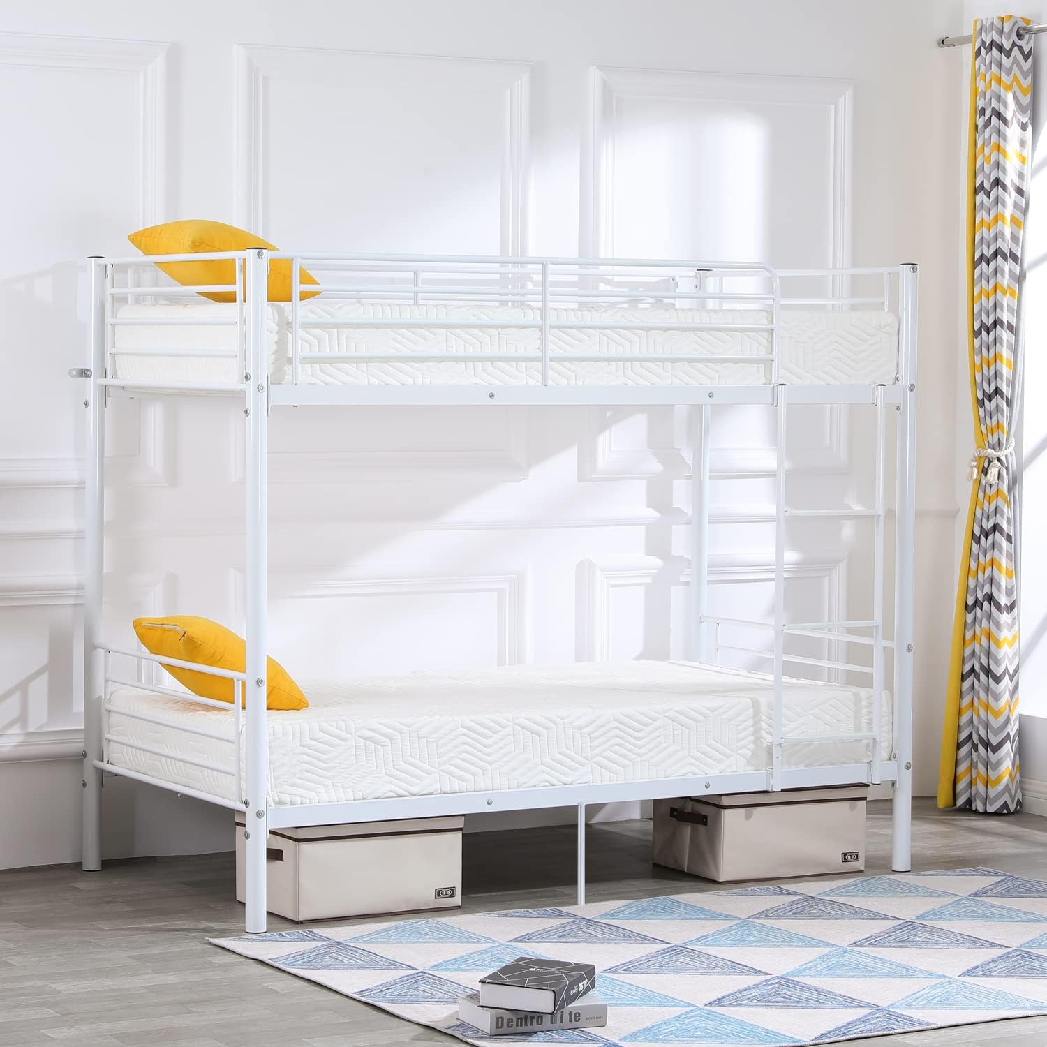 Bonnlo Bunk Bed Twin Over Twin for Kids/Teens/Adults Heavy Duty 2 Decker Bed with Flat Ladder wourant