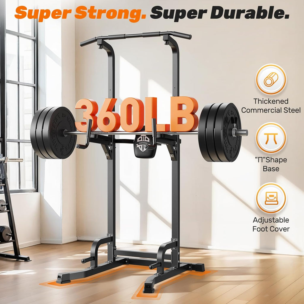 Sportsroyals Power Tower Pulp Up Bar Station, 450 lbs stable suspended immersion tilt station wourant